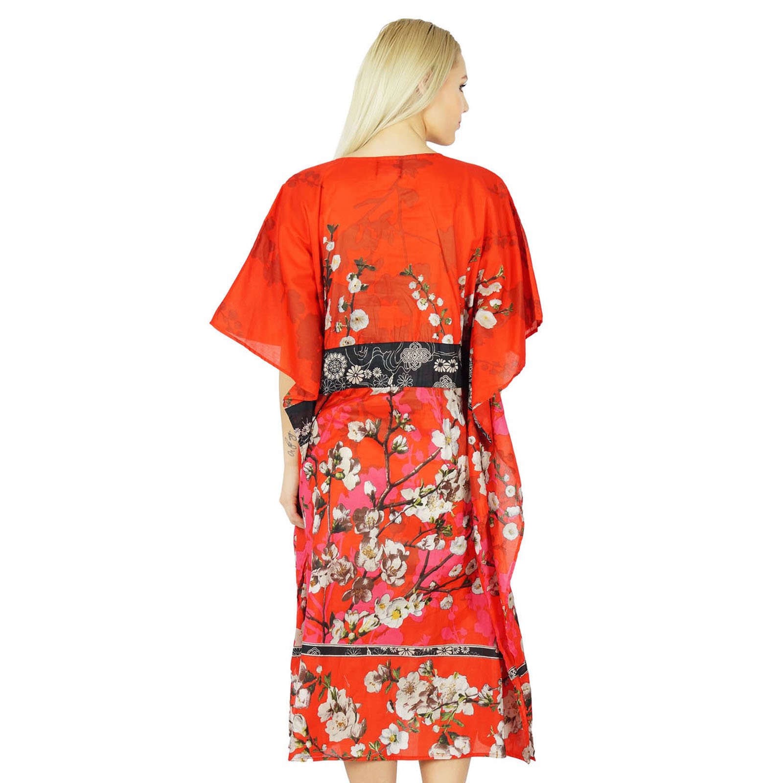 Bimba Women's Printed Maxi Dress - Flowy Kaftan with Kimono Sleeves for Beach Cover Up | Perfect for Summer Vacations, Pool Parties & Resort Wear