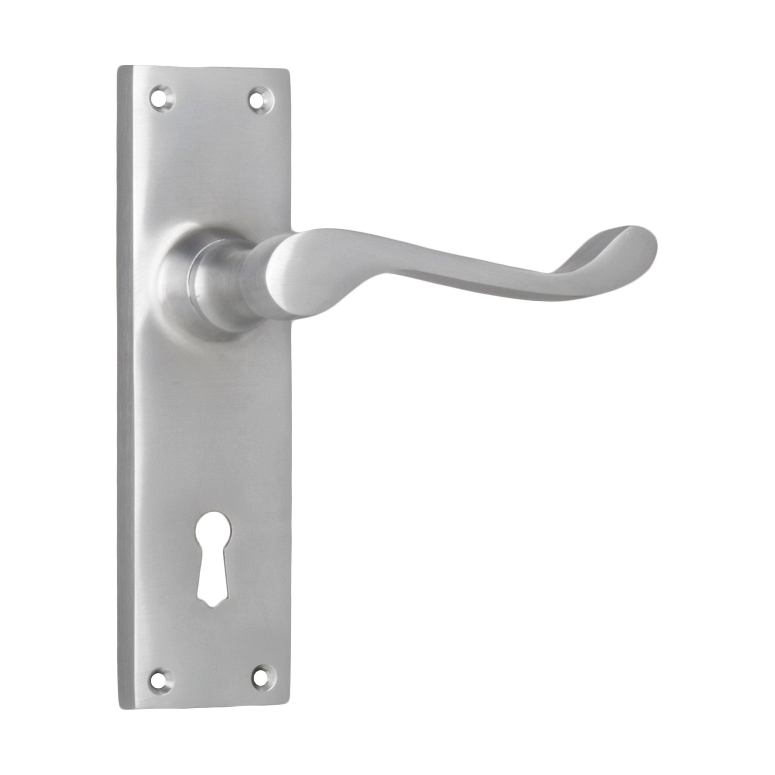 Victorian Style Door Lever Lock Pair - Satin Chrome Finish (H152xW42xP75mm) - Perfect for Vintage Home Decor & Interior Doors