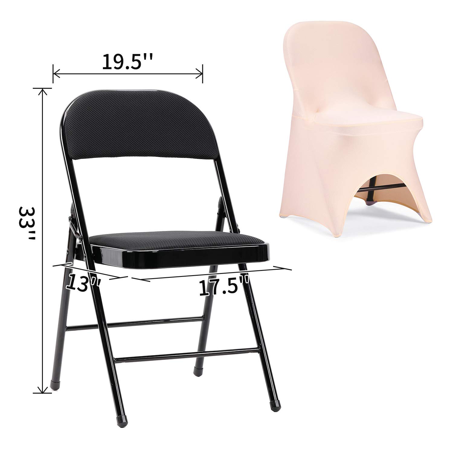Peomeise Stretch Spandex Folding Chair Covers - 12 Pack Blush Pink Open Back Design for Wedding, Party, Banquet & Events - Perfect for Indoor/Outdoor Dining, Ceremonies & Special Occasions