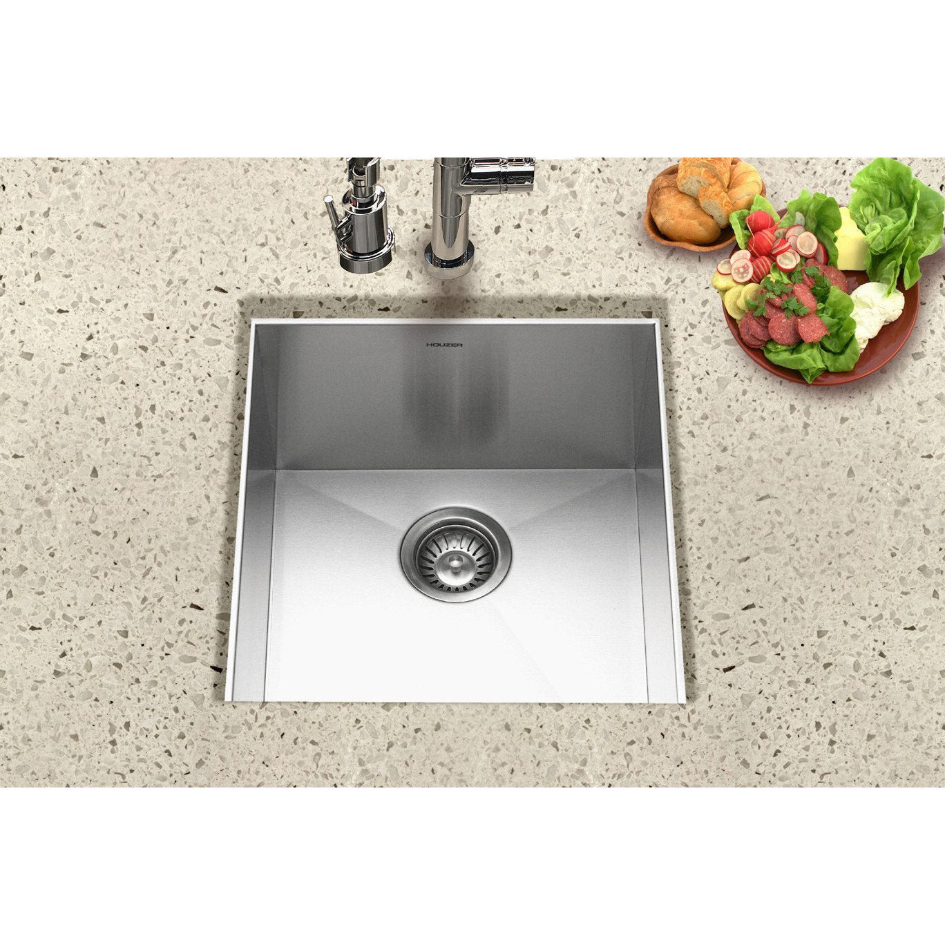 Houzer CTR 1700 Contempo Series Undermount Stainless Steel Bar & Prep Sink - Perfect for Kitchen Islands, Wet Bars & Commercial Use