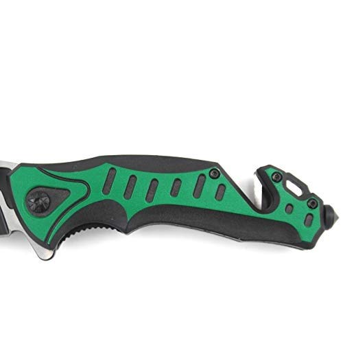 Tactical Folding Knife - Snake Eye EDC Two Tone Razor Blade | Stainless Steel Pocket Knife for Outdoor Survival & Everyday Carry | Compact One-Hand Operation | Perfect for Camping, Hiking & Emergency Use (Green)