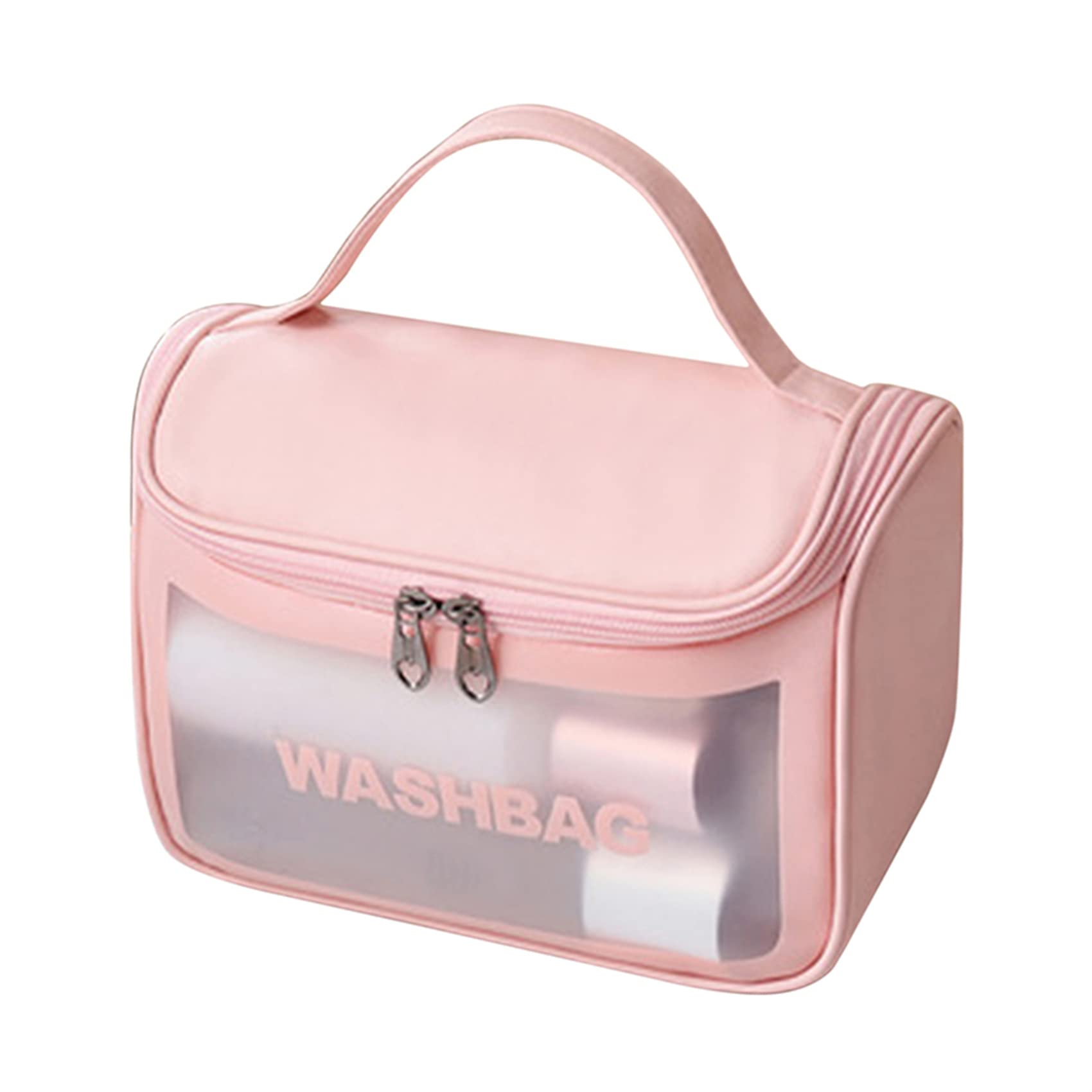 Ploon Travel Makeup Bag & Toiletry Organizer - Waterproof Clamshell Cosmetic Case for Women & Men (Pink) - Perfect for Airplane Carry-On, Gym, Beach & Weekend Getaways