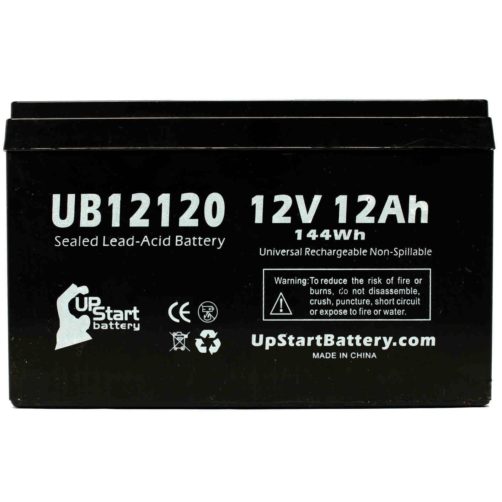 2 Pack UB12120 12V 12Ah AGM SLA Replacement Battery for Mongoose Dirt Grinder - Universal Sealed Lead Acid Battery with F1 Terminals (12000mAh) - Includes 4 F1 to F2 Terminal Adapters - Perfect for Electric Scooters, Power Wheels & Mobility Devices