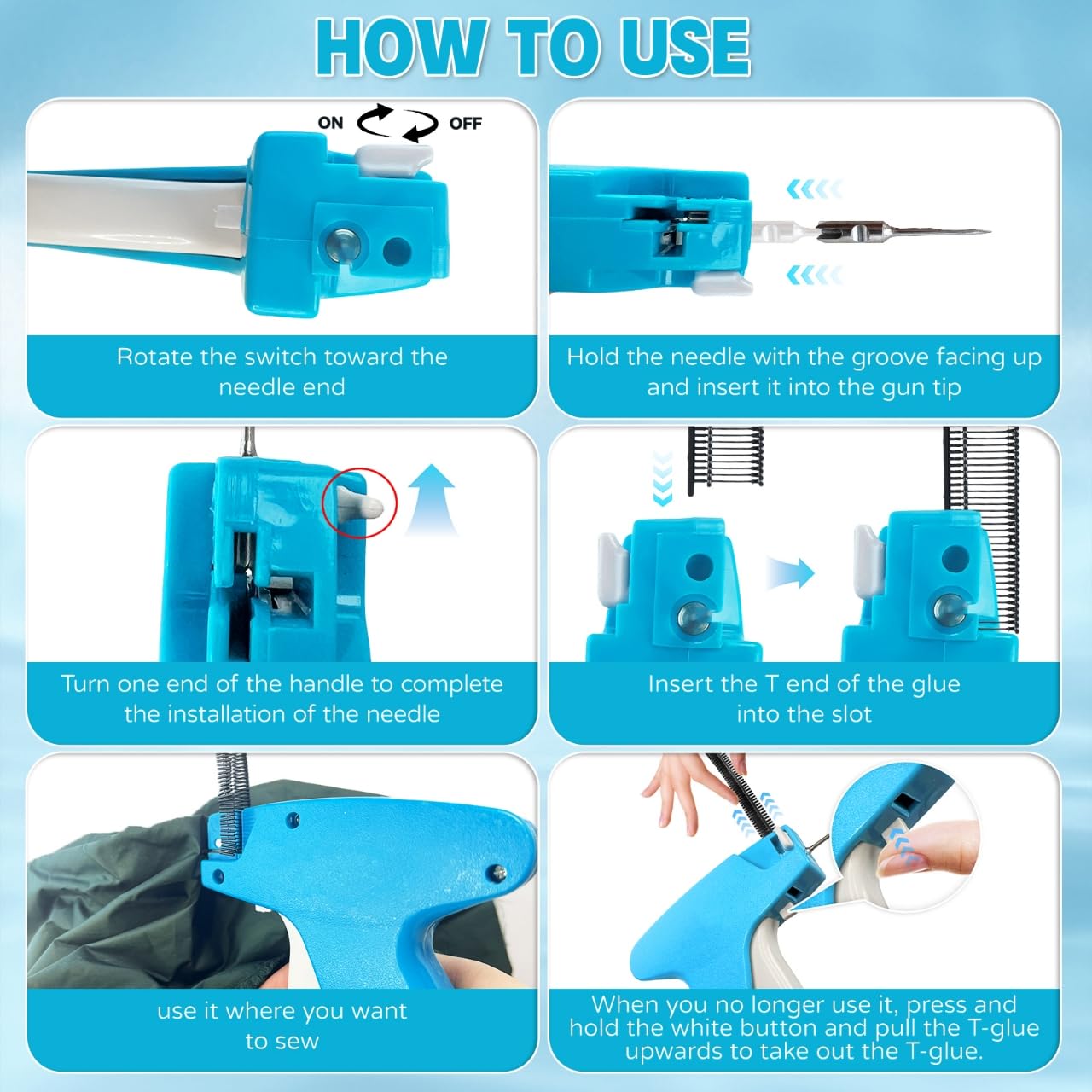 2024 Mini Stitch Gun with 6 Needles - 500 Black & 500 White Fasteners - Quick Clothing Repair Tool for Instant Fixes - Perfect for Emergency Sewing, Travel, and DIY Fabric Repairs