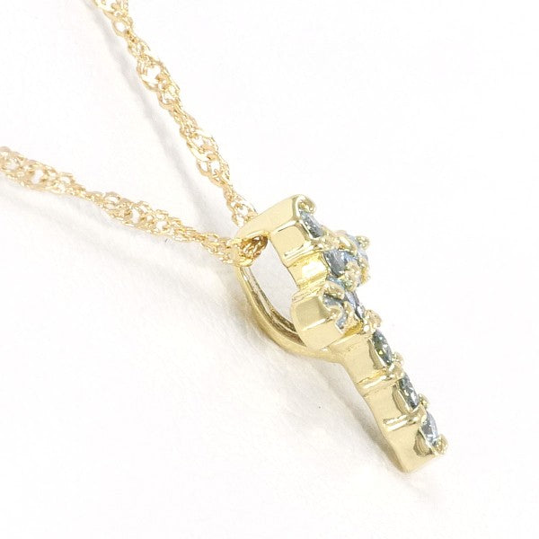 18K Yellow Gold Blue Diamond Necklace for Women - Elegant Pendant Jewelry Gift for Anniversary, Wedding & Special Occasions
