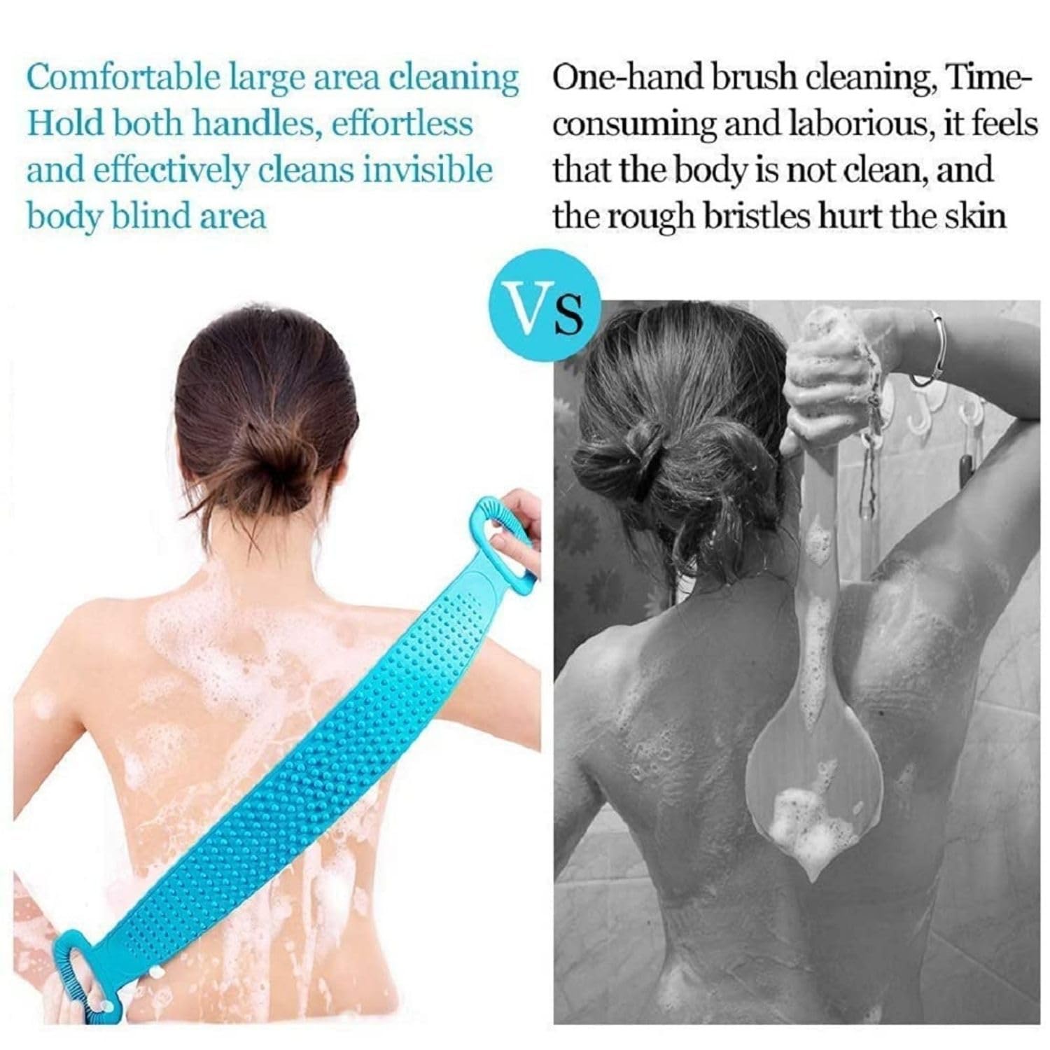 SVADISTHA Silicone Body Scrubber - Double-Sided Exfoliating Brush for Deep Cleaning & Massage - Shower & Bath Use (Blue)