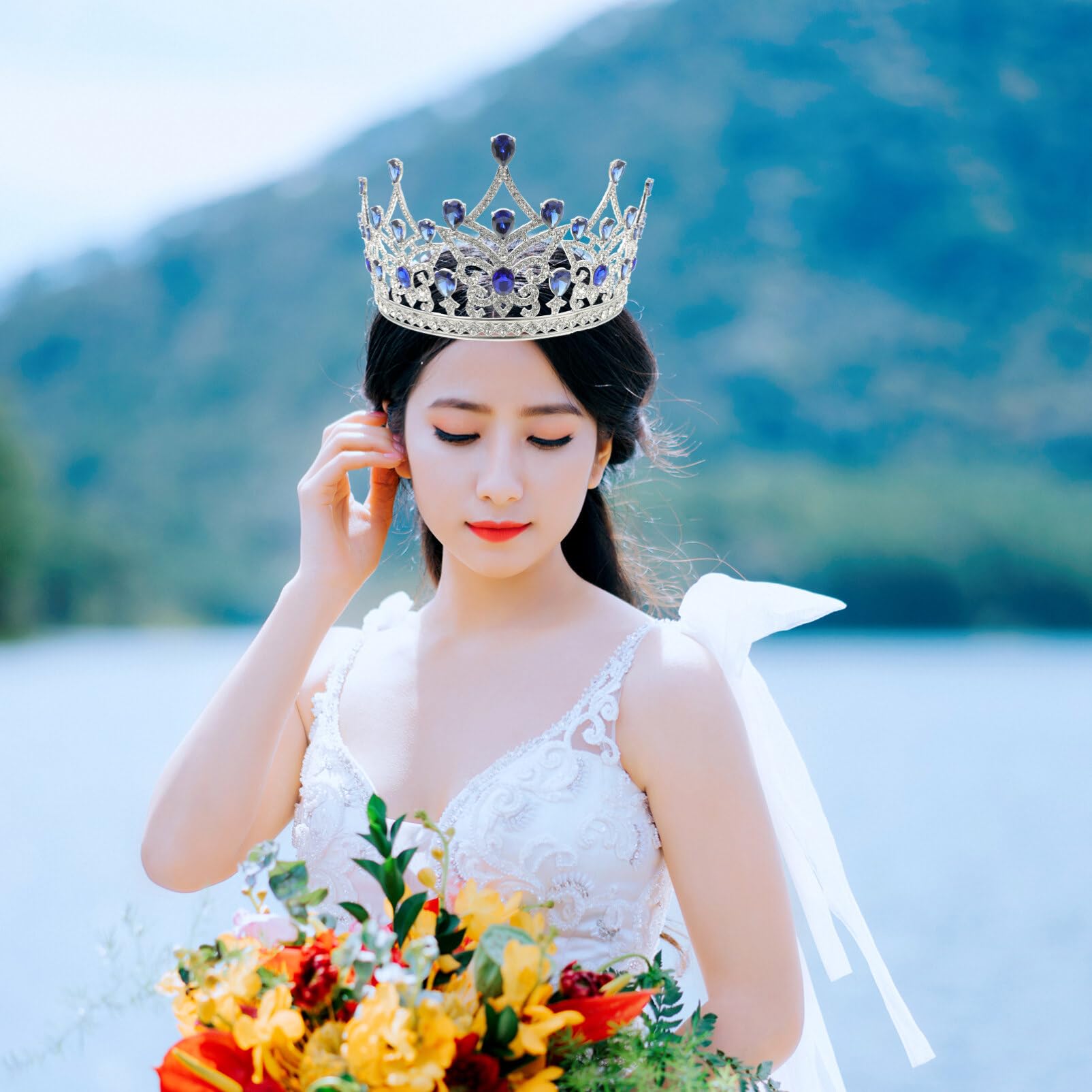Amosfun Crown Hair Jewelry for Women - Elegant Bridal Hair Accessories, Wedding Headband, Birthday & Cosplay Accessories with Oversized Zircon Design | Perfect for Weddings, Parties, Prom, and Special Occasions