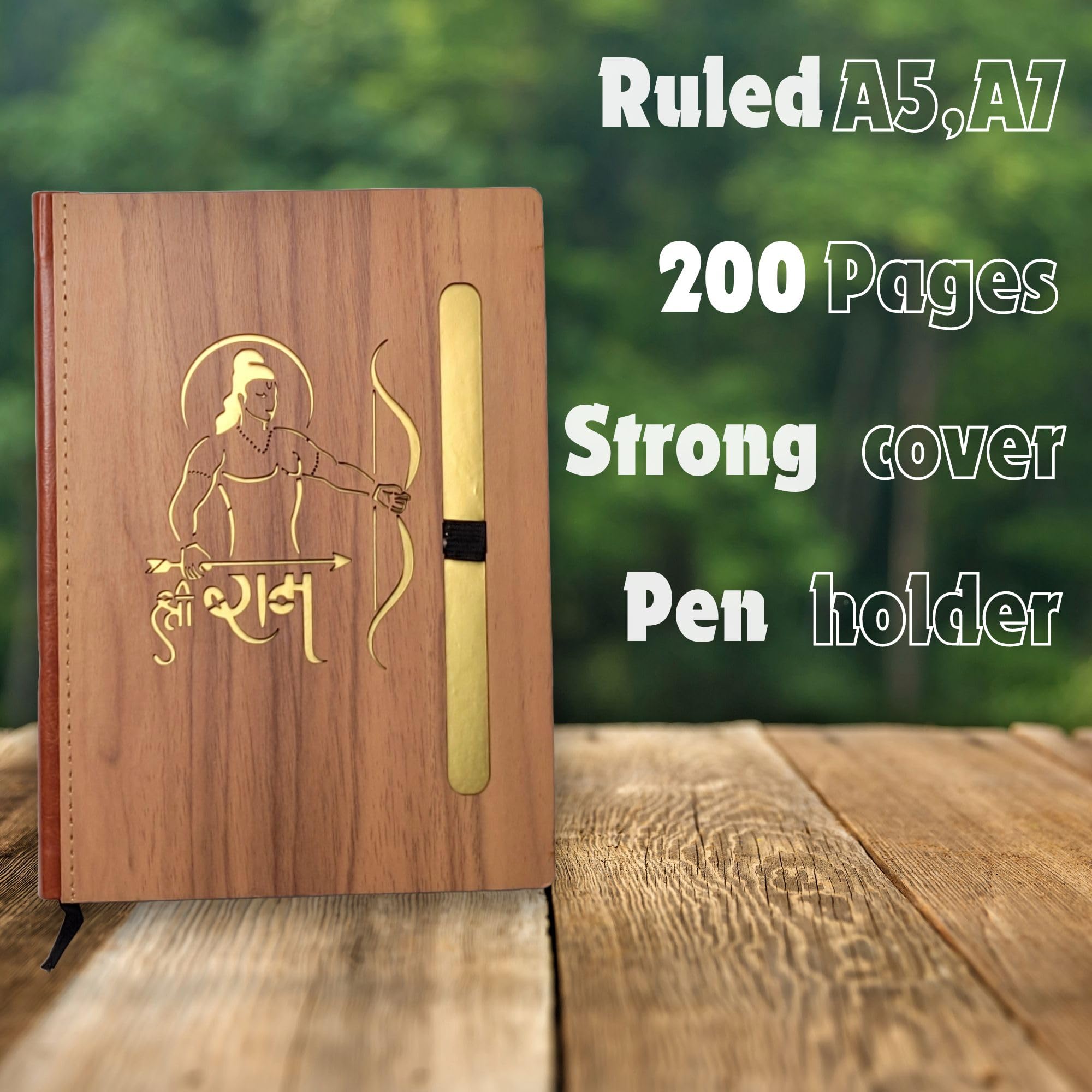 FONSIE Leather Journal for Women - 200 Page Lined Notebook with Pen Holder, Wooden Bookmark & Vintage Cover - 5.9