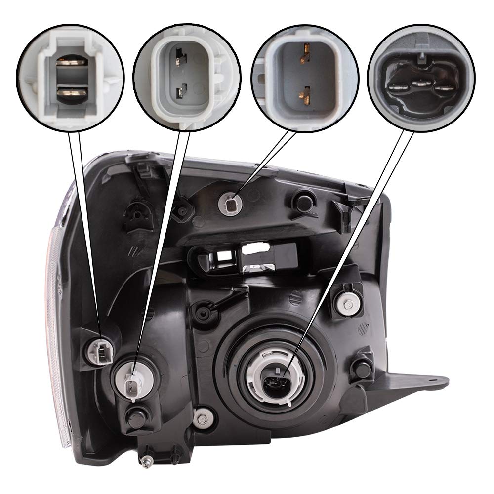 Brock Replacement Headlight Assembly Set - Driver & Passenger Side Compatible with 2005-2009 Chevy Equinox (Part #15888058, 15888059) | Durable LED Headlights for Night Driving & Improved Visibility
