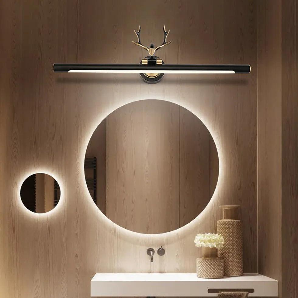 Reindeer Antler LED Bathroom Mirror Lights - Christmas Holiday Decor for Home, Bedroom, Vanity & Makeup Area - Warm White Fairy String Lights for Cozy Ambiance