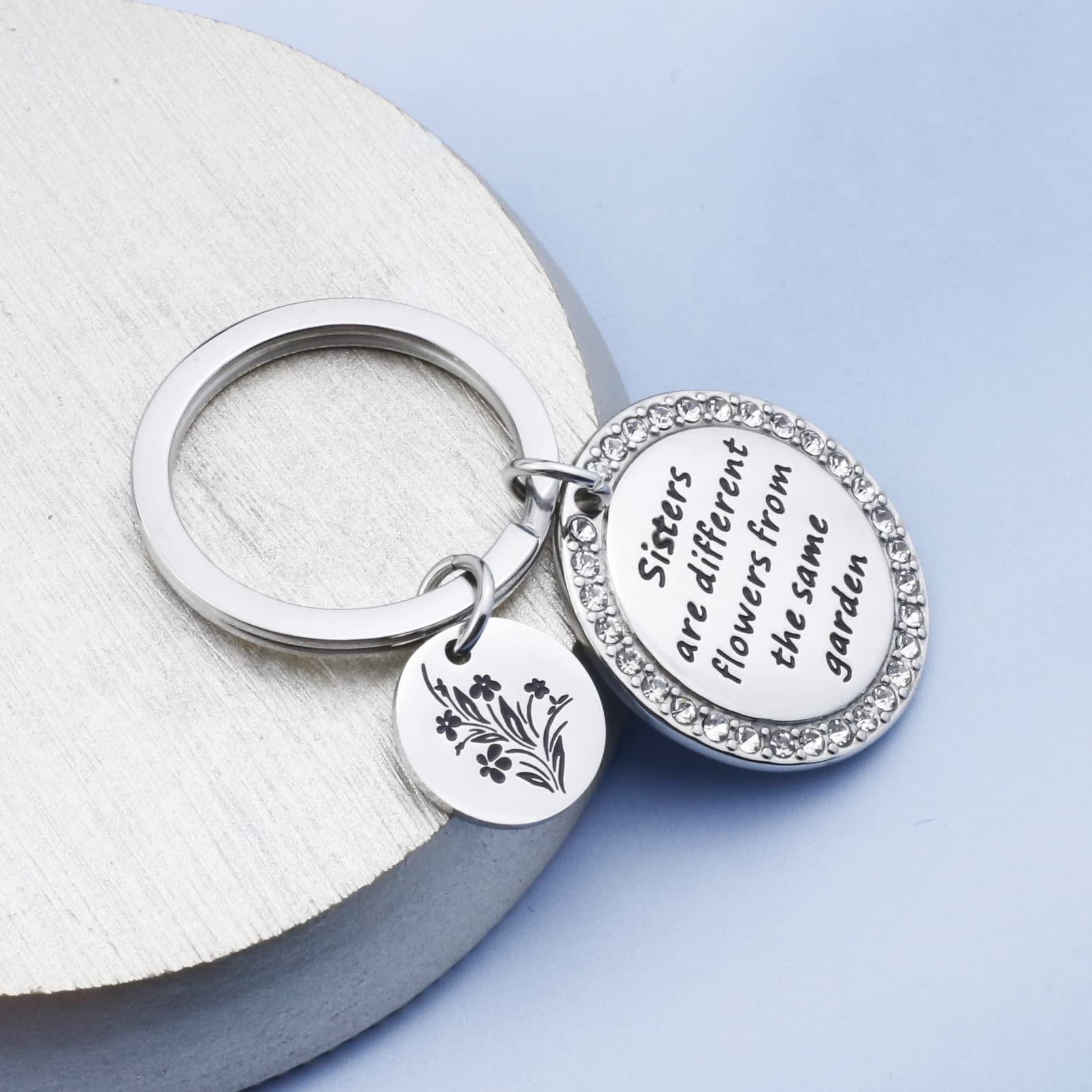NC Sister Keychain - Unique Floral Design for Best Friends, BFF Jewelry Gift, Perfect for Birthdays, Anniversaries, and Everyday Carry