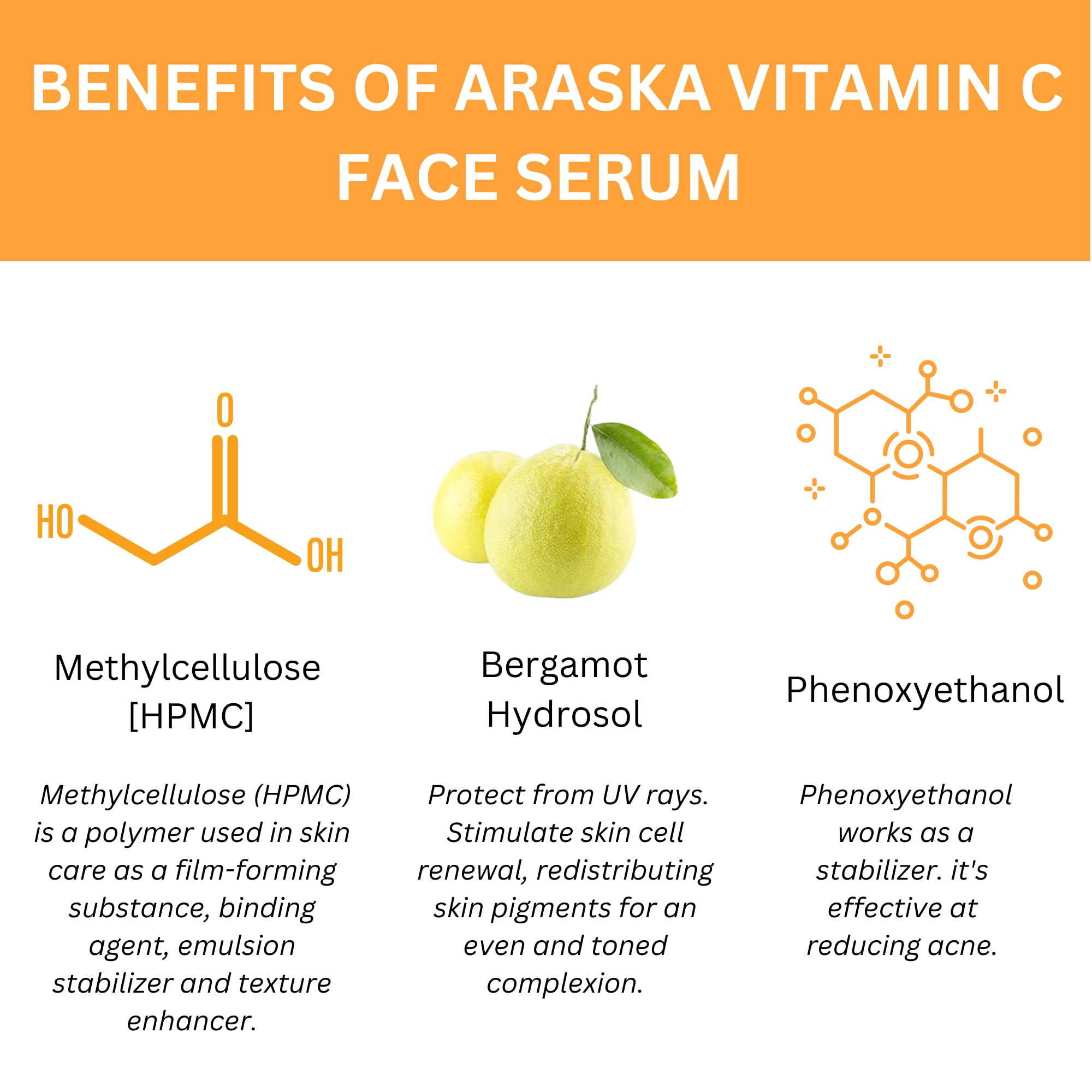 Araska 10% Vitamin C Face Serum for Brightening & Glowing Skin | Pure Ethyl Ascorbic Acid Serum to Reduce Hyperpigmentation & Dark Spots | Anti-Aging Facial Treatment for Dull Skin | 30ml | Perfect for Morning Skincare Routine & Night Repair