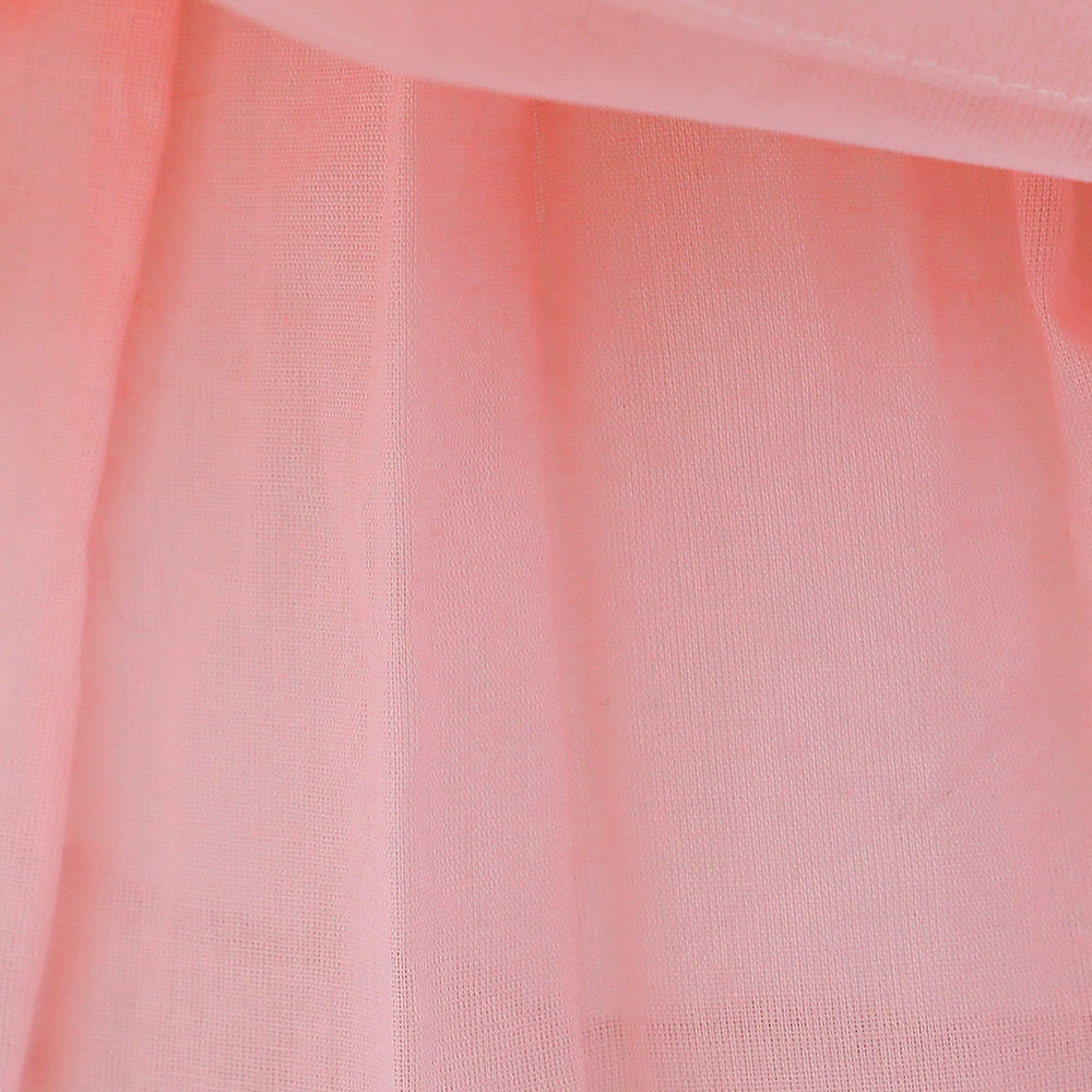 Pink Princess Round Tea Length Satin Flower Girl Dress for Weddings, Birthday Parties & Special Occasions