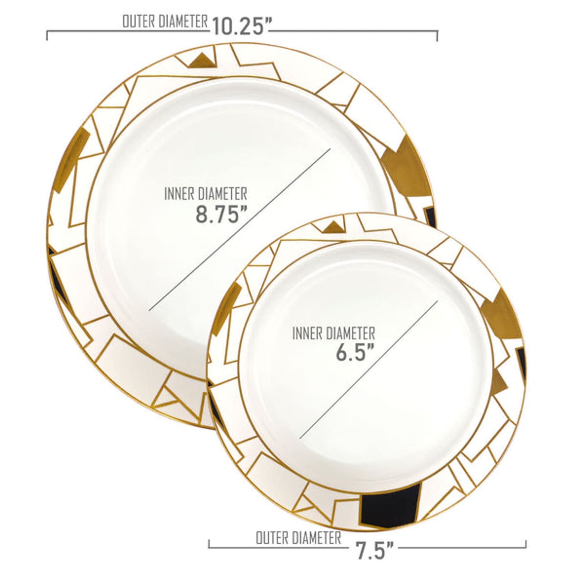 Elegant Disposable Plastic Dinnerware Sets - Heavy Duty Lotus Design Plates for Weddings, Birthdays & Special Events | Premium White & Gold 10.25