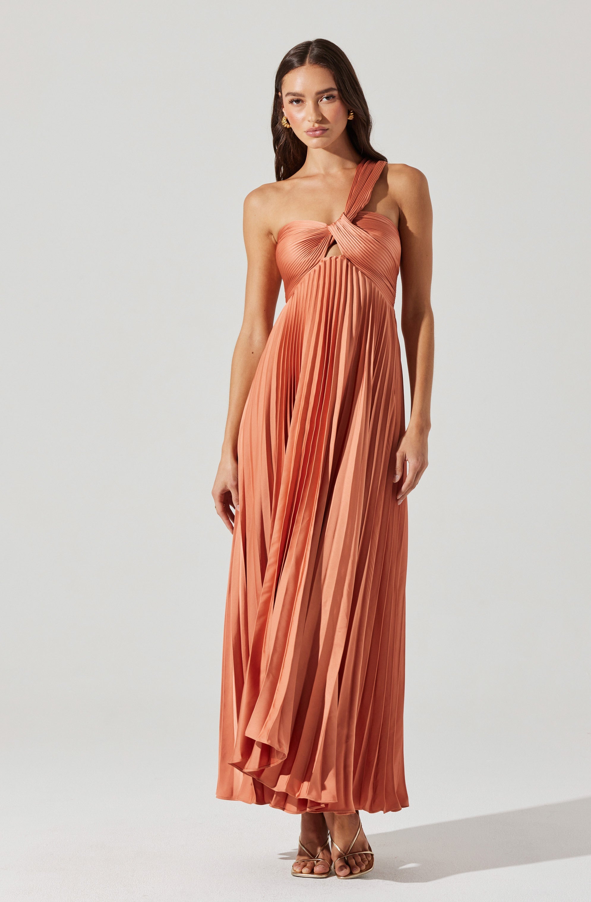 Rasya Pleated Maxi Dress for Women - Elegant Flowy Long Dress with Side Slits | Perfect for Weddings, Parties & Summer Vacations