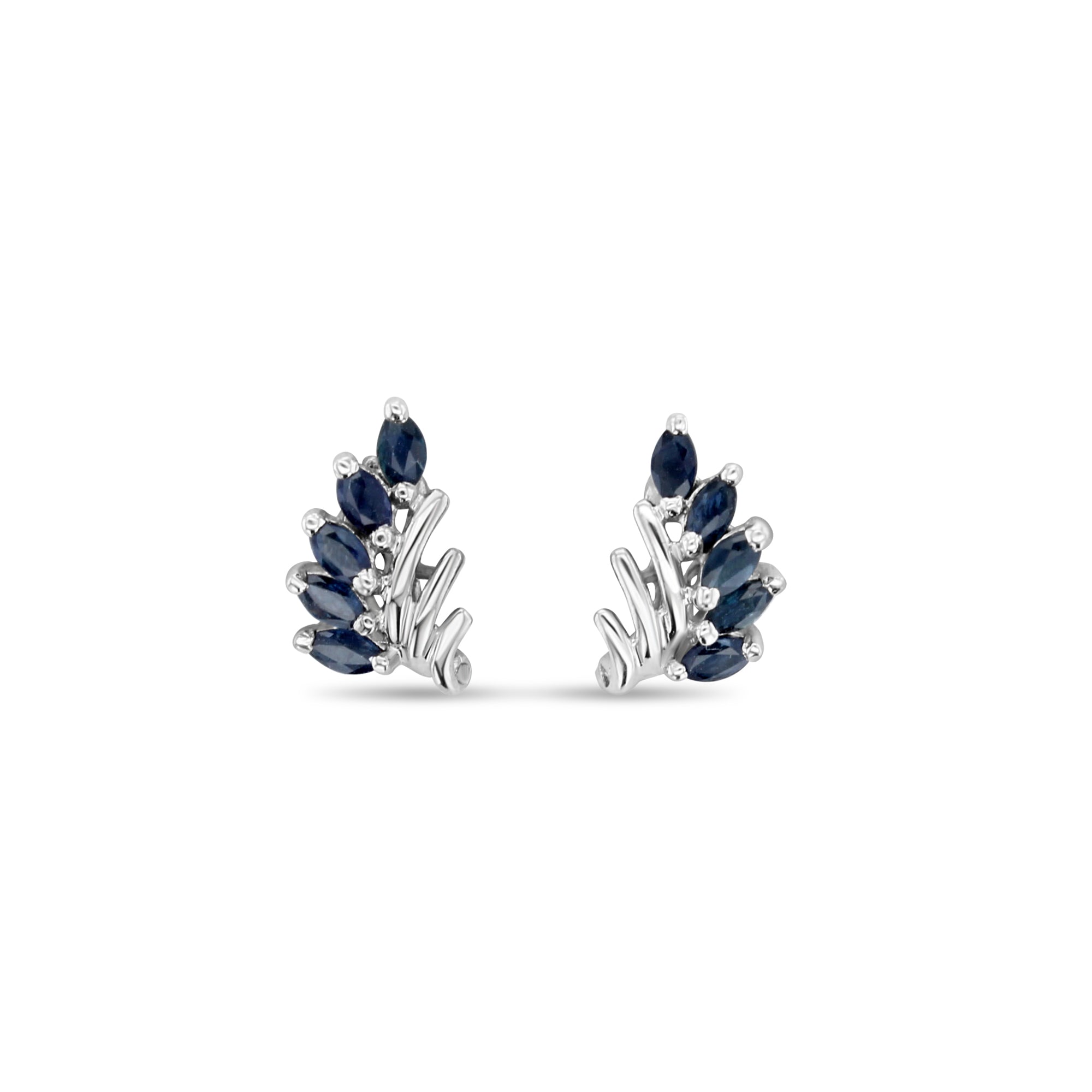 14k White Gold Sapphire Marquise Cluster Earrings – Elegant Dangling Earrings for Weddings, Parties & Special Occasions