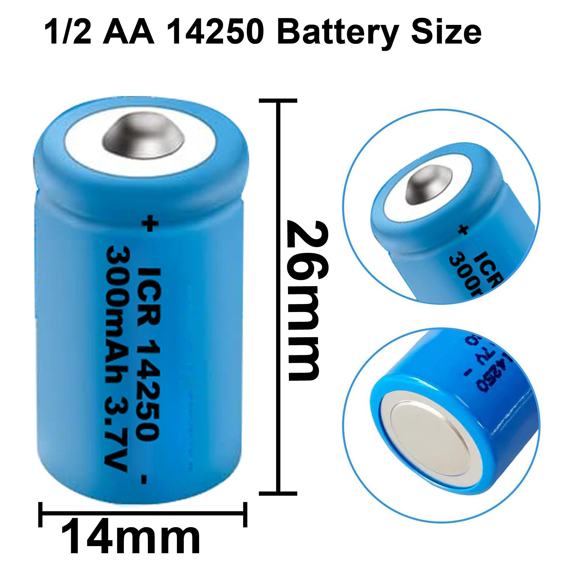 GRACETOP 14250 Battery Charger with 6pcs 1/2 AA 300mAh Lithium Ion Batteries - Replaces 3.6V LS14250, ER14250, 3V CR14250 - Perfect for Laser Pointers, Medical Devices & Emergency Equipment
