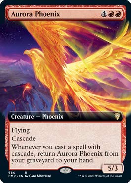 Magic: The Gathering - Aurora Phoenix Foil Extended Art Card - Commander Legends MTG - Perfect for Collectors & Commander Deck Builders