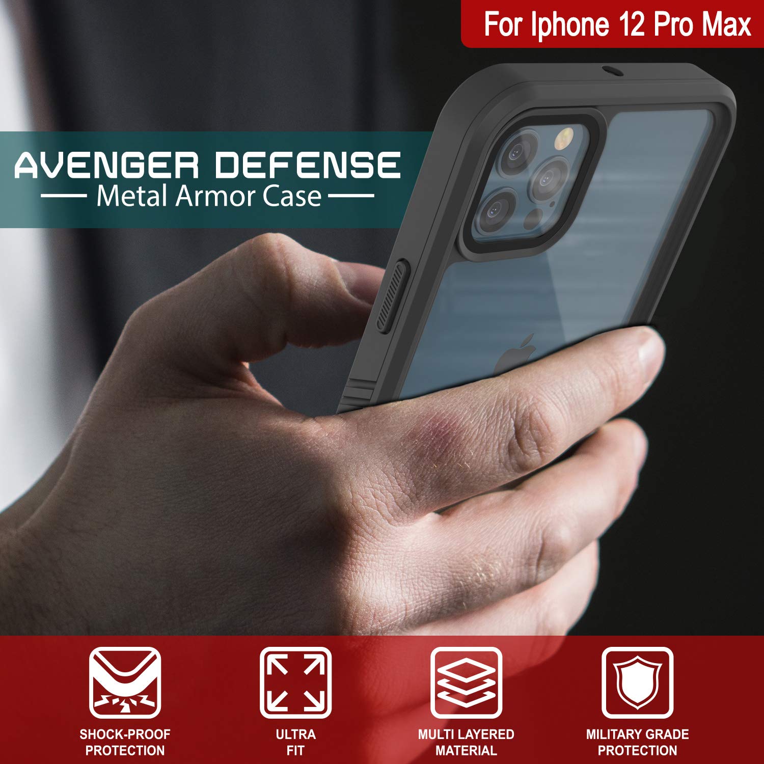 Punkcase Extreme Series Slim Fit Waterproof Shockproof Snowproof iPhone 12 Pro Max Case (6.7