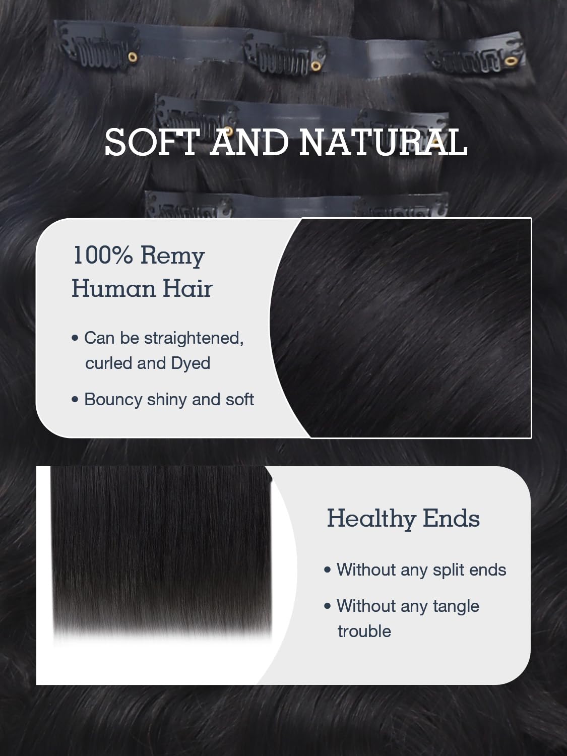 Clip in Hair Extensions Straight 14 Inch & Human Braiding Hair Deep Wave 16 Inch 50g & 100g – Natural Look for Parties, Weddings & Everyday Styling