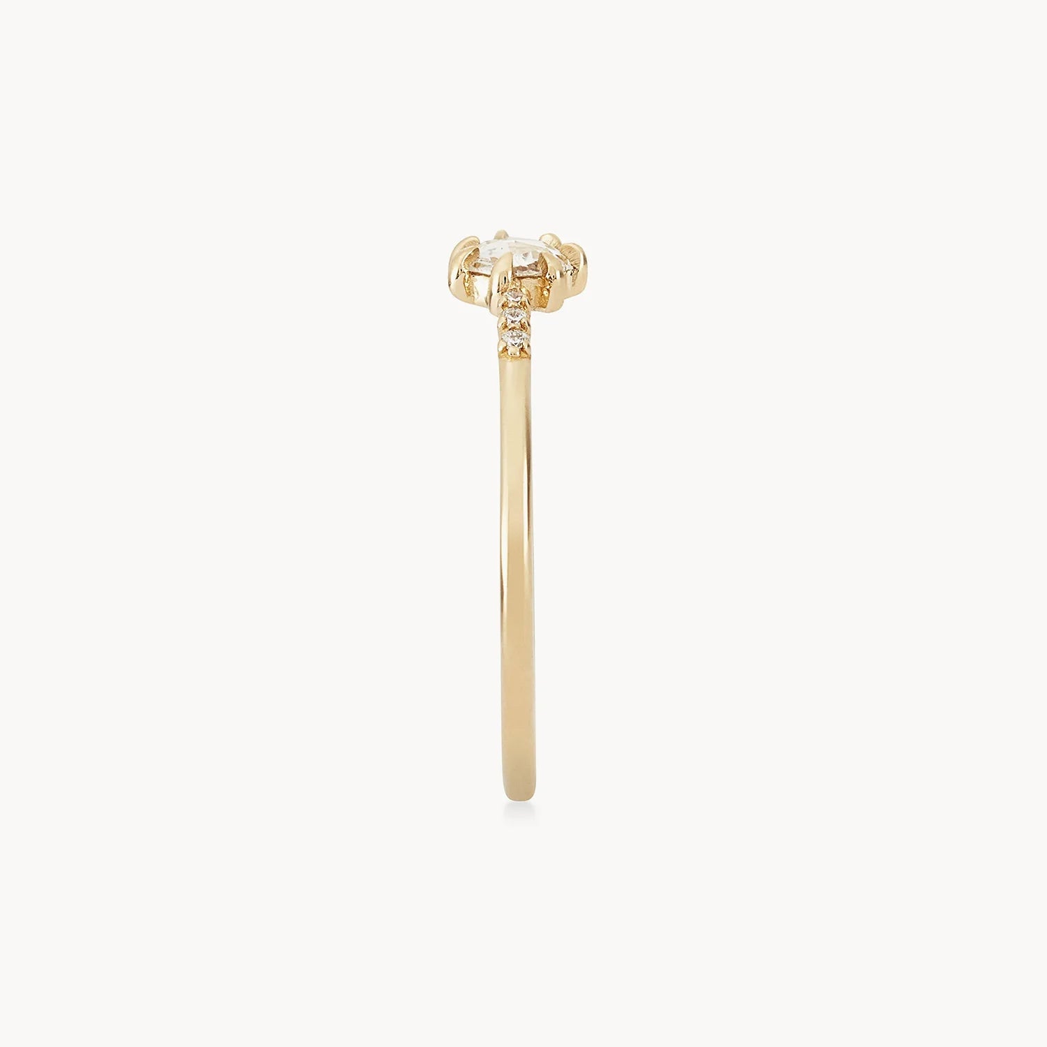 14K Yellow Gold Supernova Ring with White Diamonds - Elegant Stackable Ring for Women, Perfect for Weddings, Anniversaries & Everyday Wear