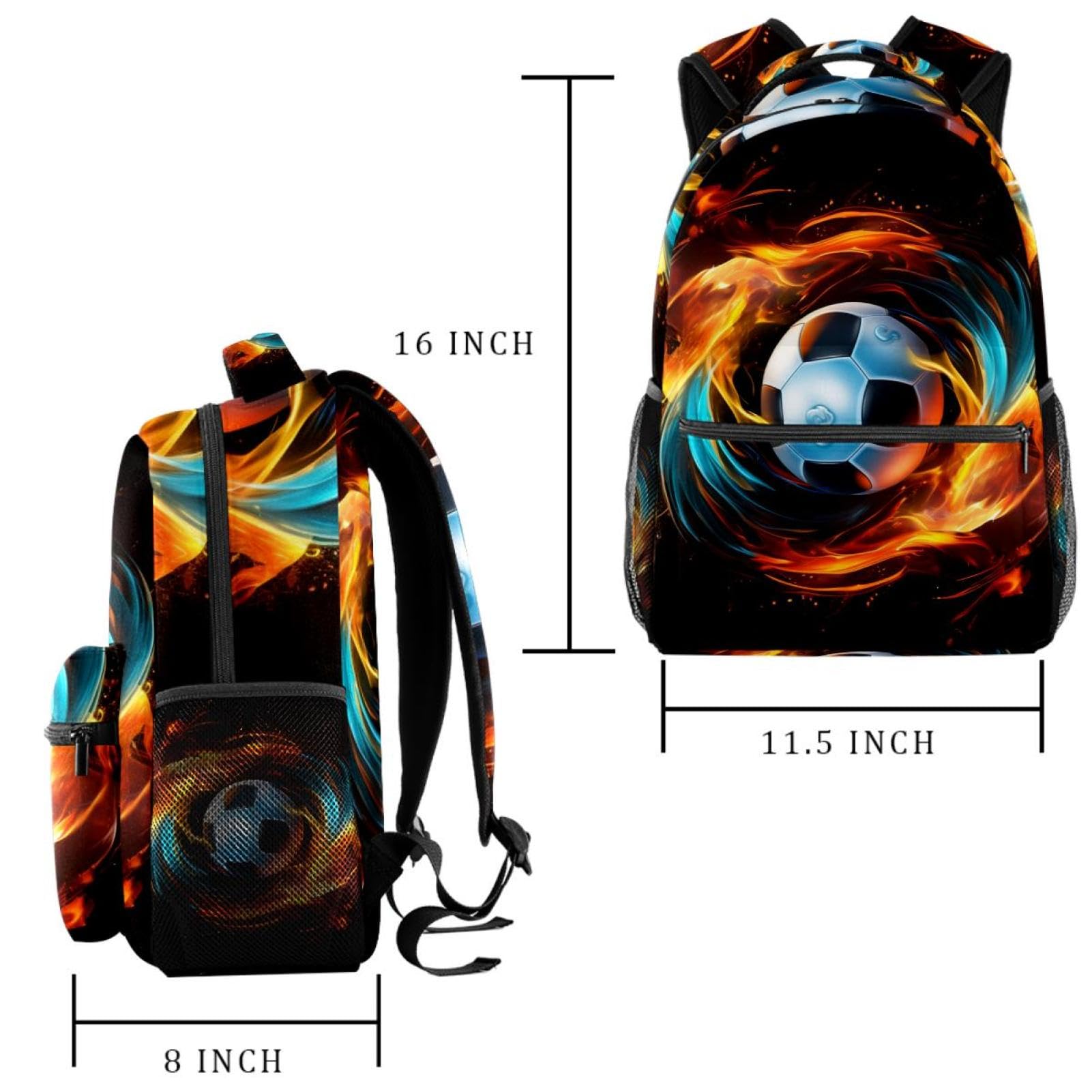 Best Travel Backpack for Women & Men - Lightweight Durable Flaming Football Design Backpack for Hiking, Gym, School & Daily Use