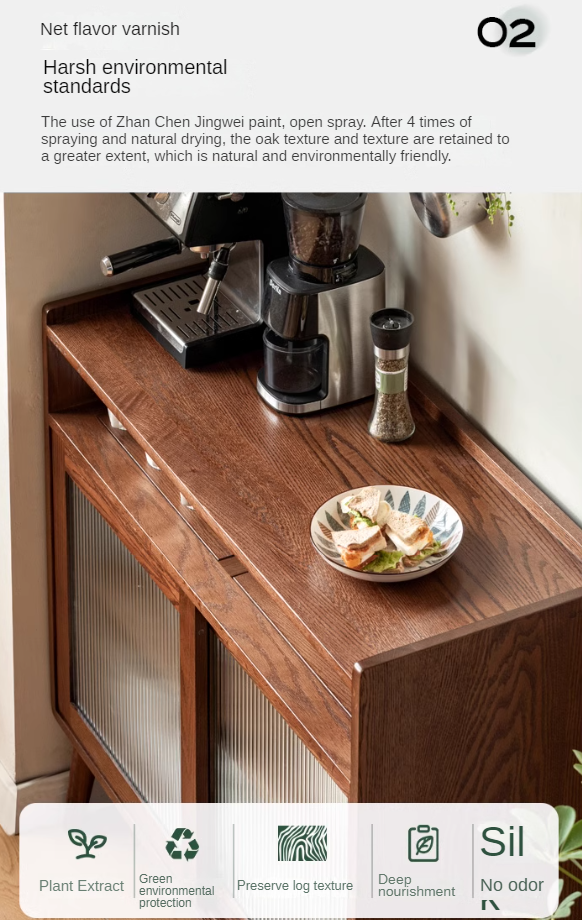 Solid Oak Wood Modern Multifunctional Sideboard - Stylish Storage Cabinet for Living Room, Dining Room & Entryway