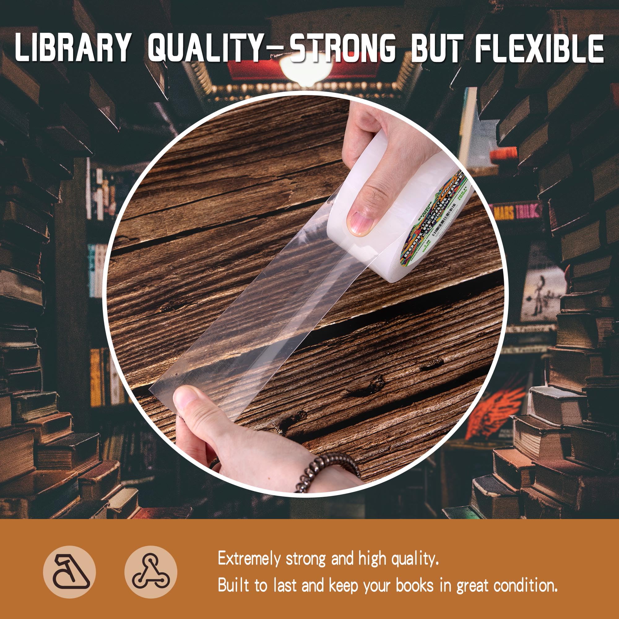 Clear Book Repair Tape - Self-Adhesive Stretchable Book Binding Tape, 1 Inch x 108 FT - Reinforce & Protect Old Books, Magazines, Comics - Perfect for Library, School & Home Book Restoration Projects