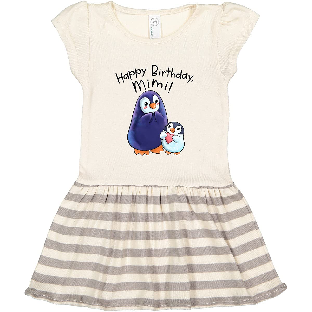 Inktastic Happy Birthday Mimi - Adorable Penguins Toddler Dress for Girls, Birthday Party Outfit, Casual Playwear, Cute Baby Gift Idea