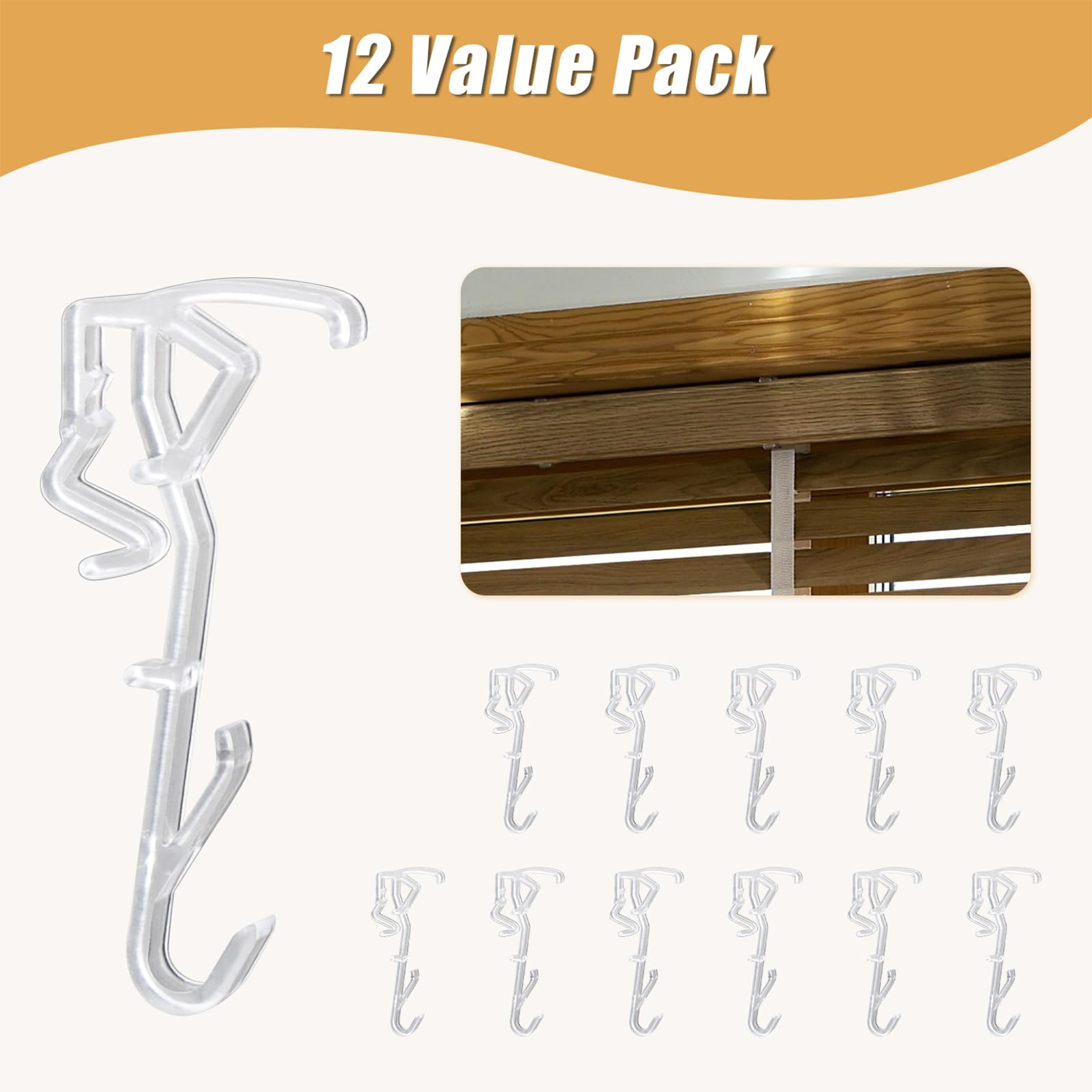 12Pcs 2.5 Inch Clear Horizontal Wood Blind Valance Clips - Hidden Replacement for Hunter Douglas Blinds | Durable Window Treatment Accessories for Home & Office Decor