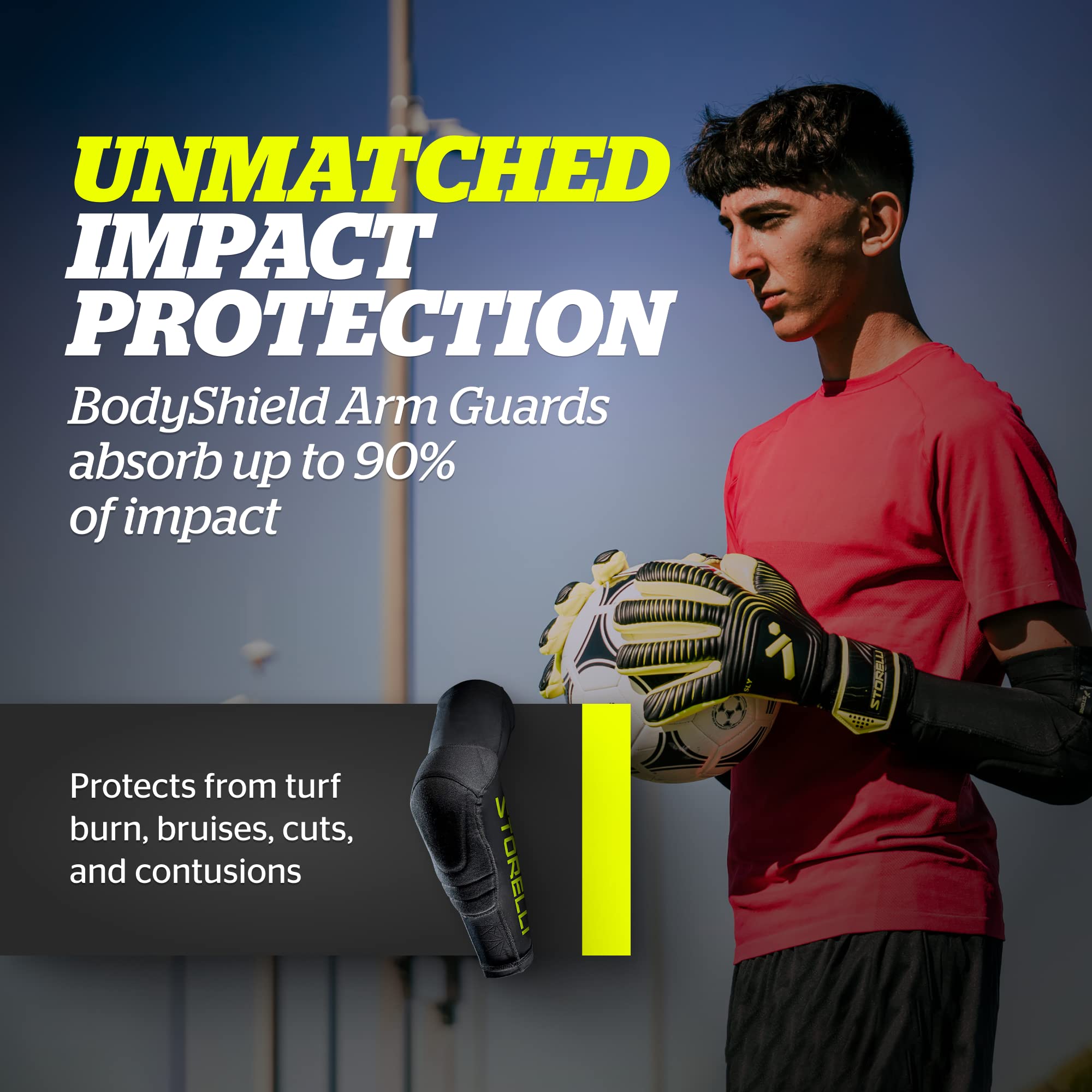 Storelli BodyShield Arm Guards - Protective Soccer Elbow Pads for Enhanced Arm Protection | Durable & Lightweight for Soccer, Hockey & Rugby Players | Perfect for Training & Matches