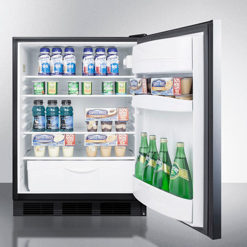Accucold 24-Inch Wide Built-In All Refrigerator with Auto Defrost & Stainless Steel Door - FF6BK7SSHH - Perfect for Kitchen, Basement, or Office Use