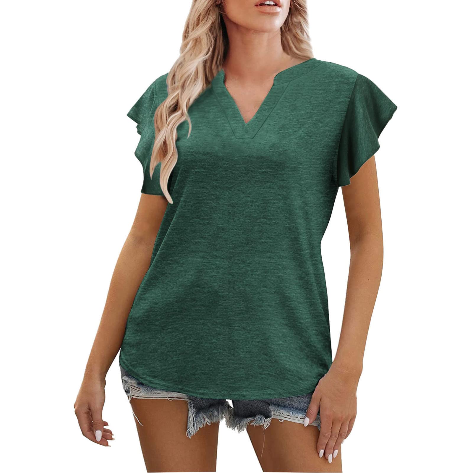 Women's V-Neck Short Sleeve Casual T-Shirt - Soft Summer Plain Tee Top for Everyday Wear | Perfect for Work, Weekend & Vacation Outfits