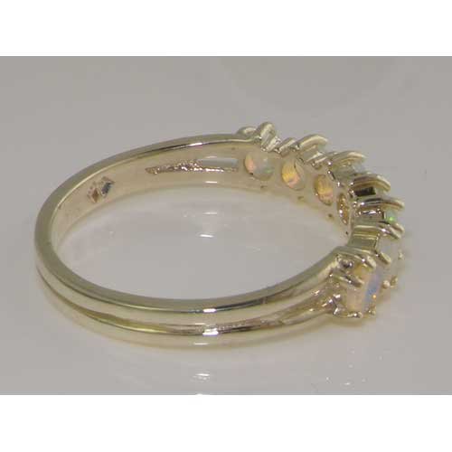 925 Sterling Silver Genuine Opal Women's Eternity Ring - Elegant Stackable Band for Wedding, Anniversary & Everyday Jewelry