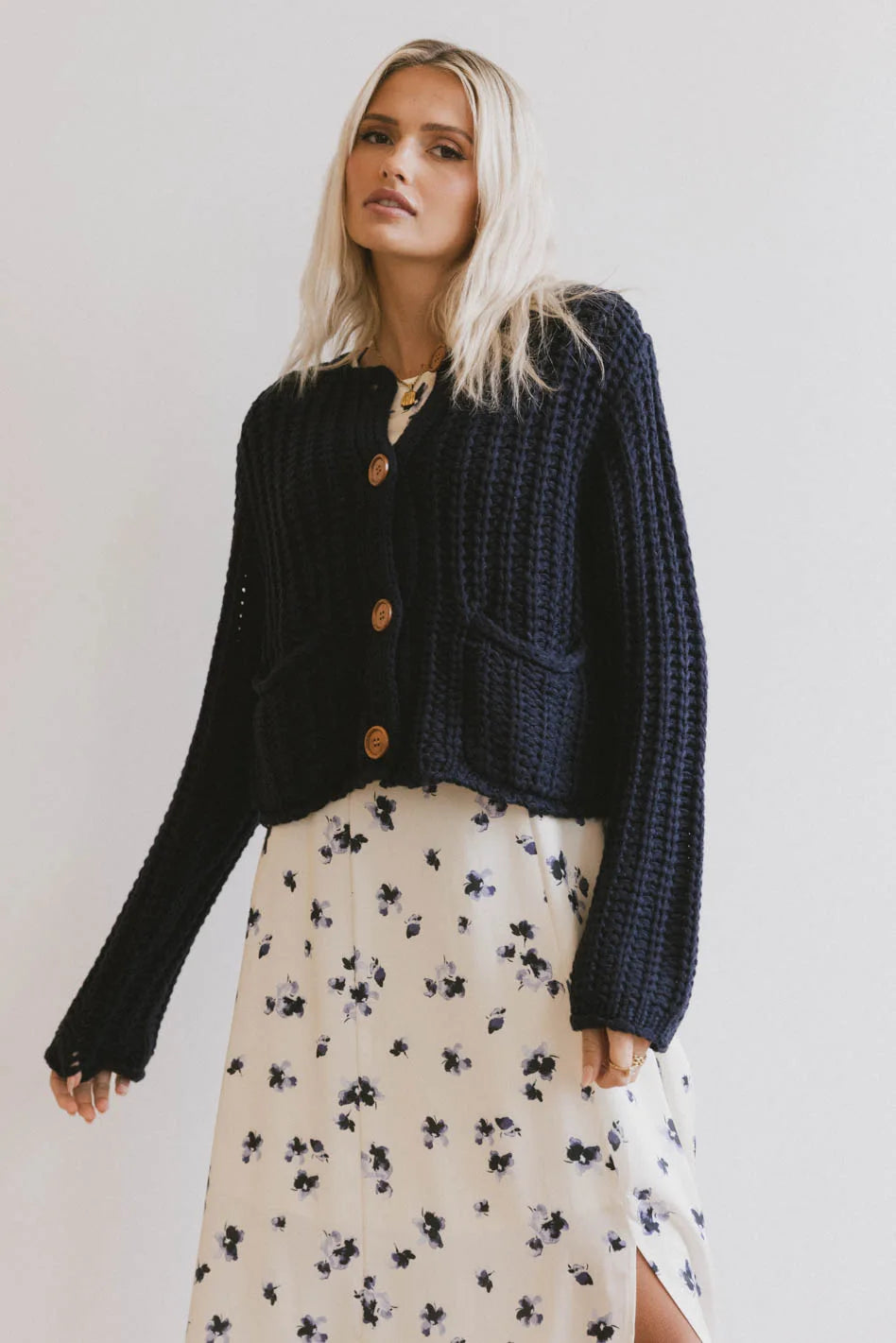 Luca Chunky Knit Sweater for Women - Soft Oversized Navy Blue Pullover | Cozy Winter Sweater for Casual Outfits, Date Nights & Holiday Gatherings