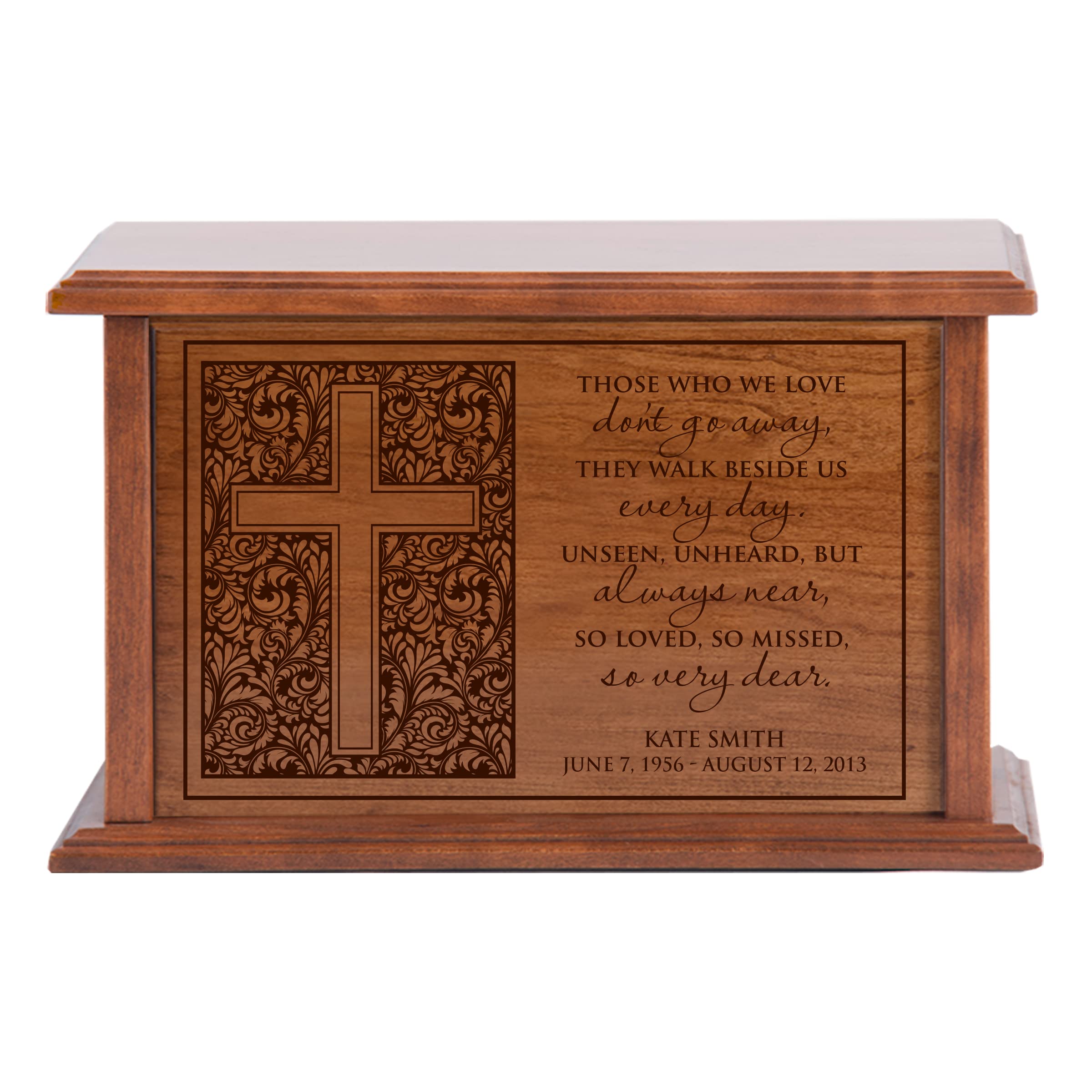 LifeSong Milestones Personalized Wooden Cremation Urns for Adults - Memorial Urn for Human Ashes with Engraving - Funeral Keepsake for Home Display & Memorial Services