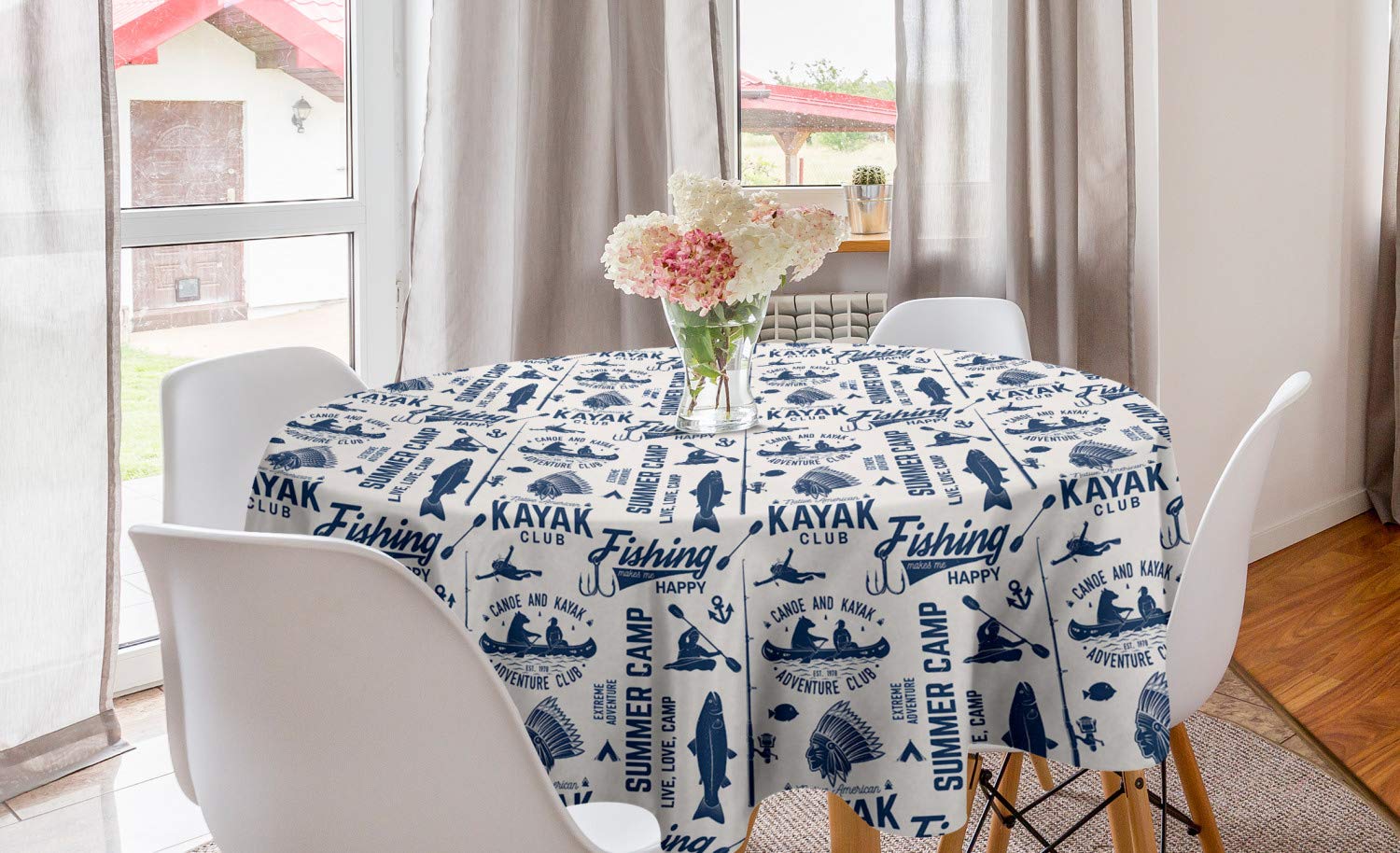 Lunarable Kayak Round Tablecloth - 60