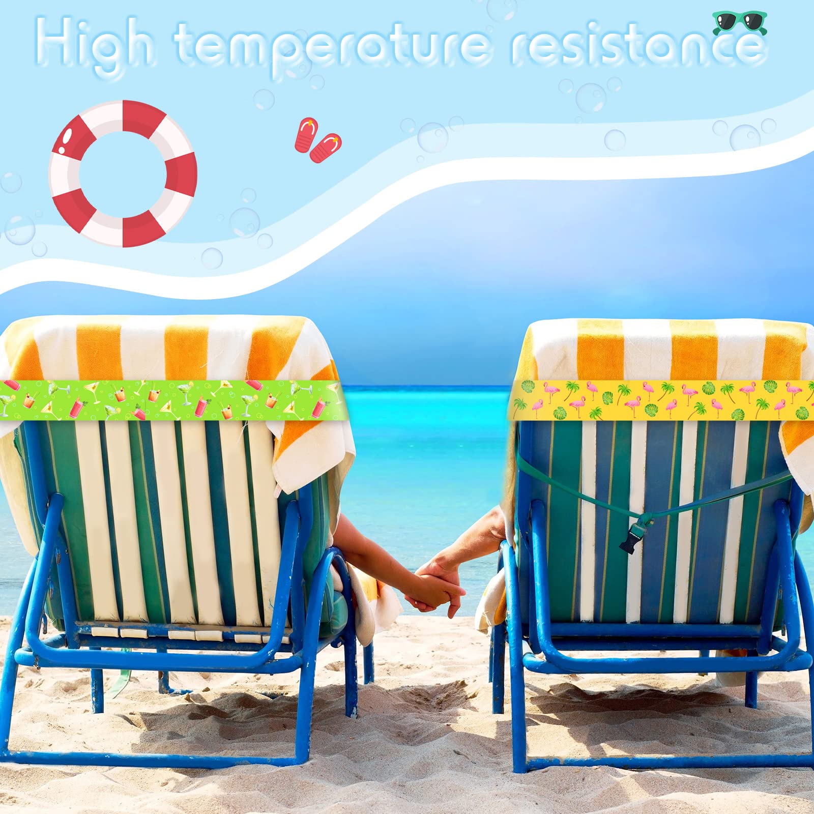Boao 8 Pack Beach Chair Towel Clips - Windproof Elastic Strap Holders for Pool Lounge Chairs, Cruise Vacations, Summer Travel & Hawaiian Resort Accessories (Lovely Style)