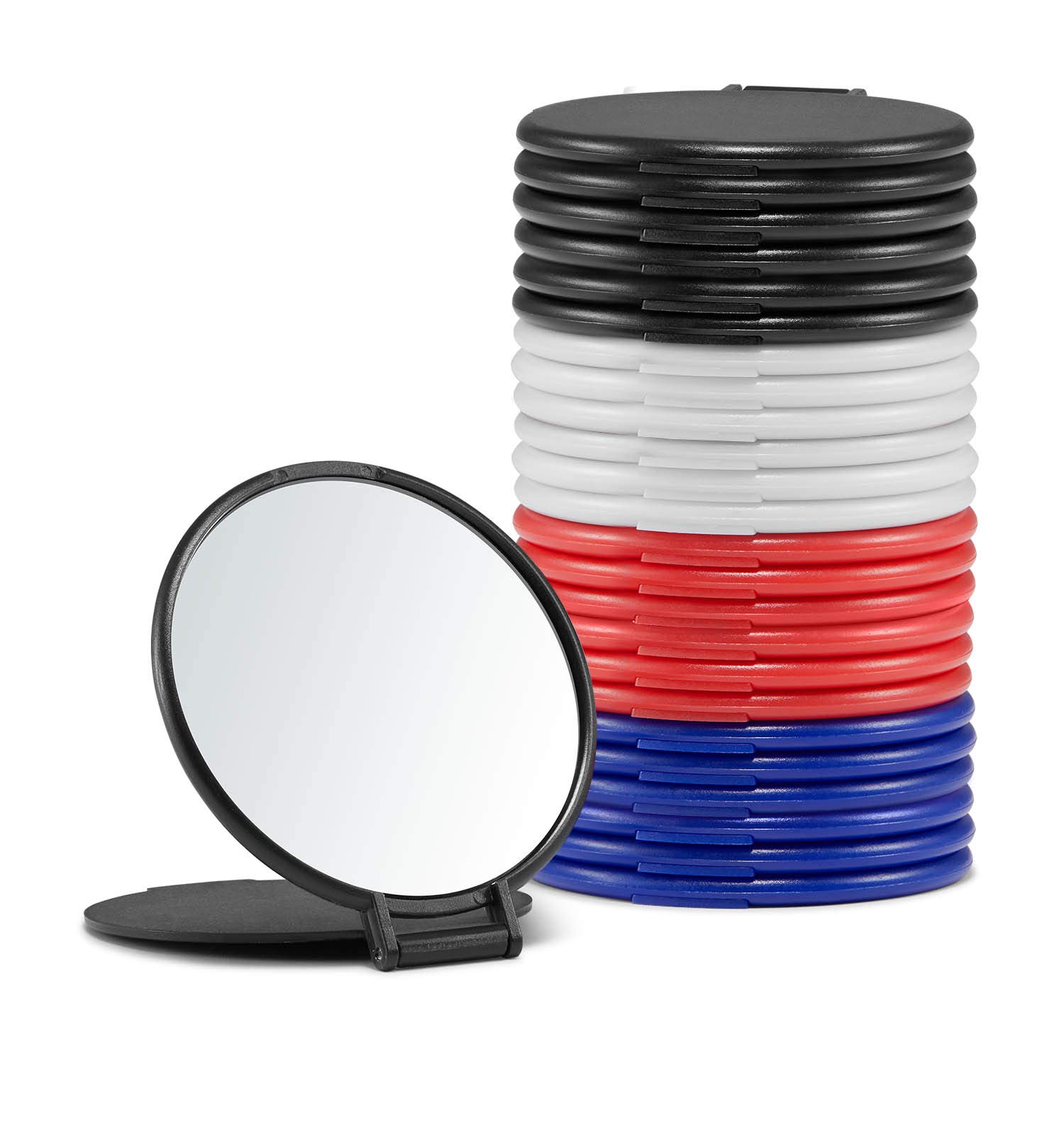 24-Pack Round Compact Makeup Mirrors for Purse - 4 Colors | Portable Travel & Touch-Up Mirror Set for Women, Girls | Perfect for Cosmetics, Gifts, Bridal Parties & Everyday Use