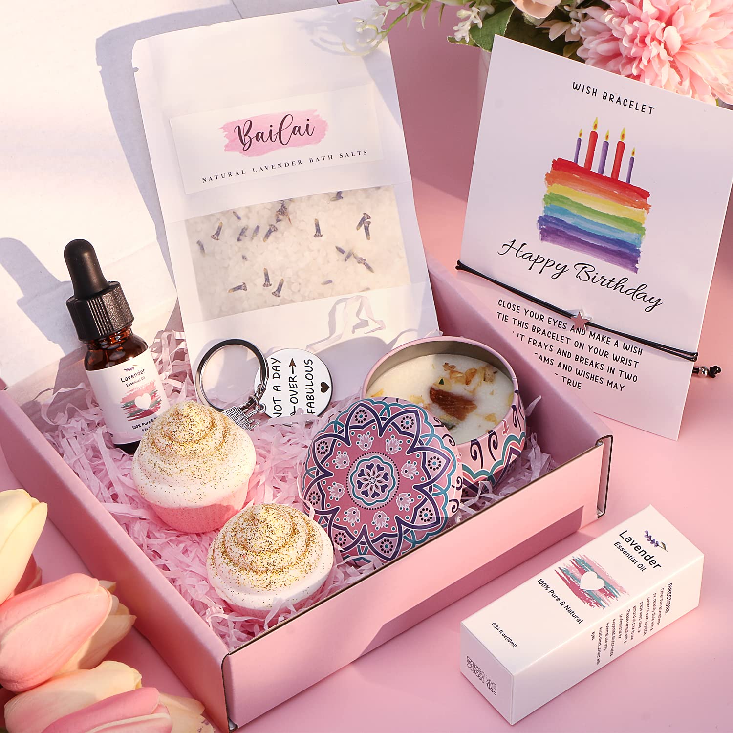Luxury Lavender Spa Gift Set for Women - Birthday Self Care Package with Bath Essentials, Relaxing Aromatherapy Gifts for Her, Best Friend, Sister, Mom | Perfect for Home Spa Nights, Stress Relief & Pampering Gifts