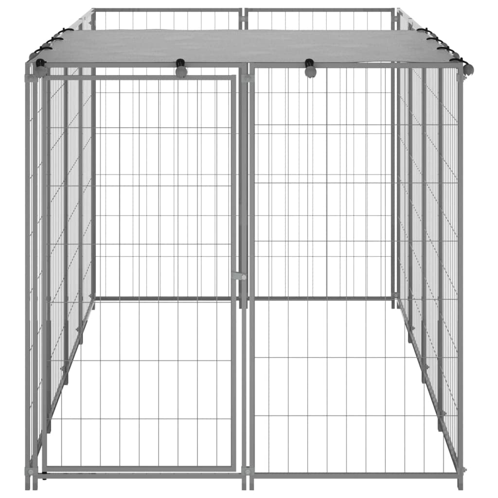 vidaXL Large Outdoor Dog Kennel with Lockable Door & Roof - Heavy Duty Steel Dog Crate for Training, Exercise & Play - Perfect for Backyard, Garden & Patio Use