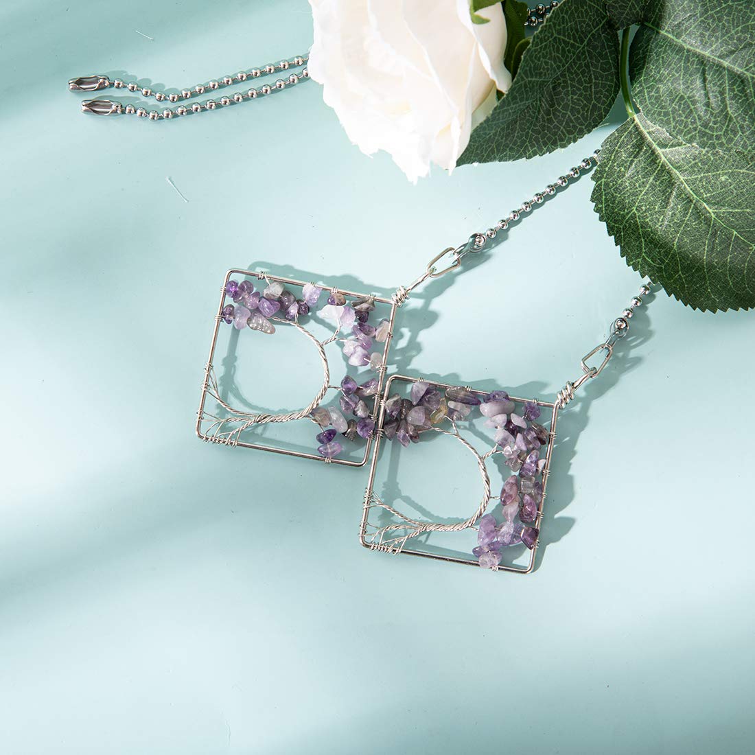 Longsheng Purple Tree of Life Fan Pull Chain - 2 Pack Replacement Extender for Ceiling Fan Light - Perfect for Bedroom, Living Room & Home Decor Accessories