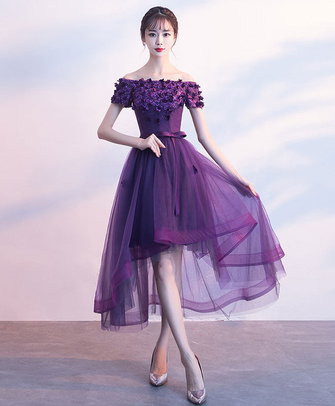 Elegant Purple Tulle Lace Short Prom Dress | Formal Evening Gown for Homecoming, Cocktail Parties & Special Occasions
