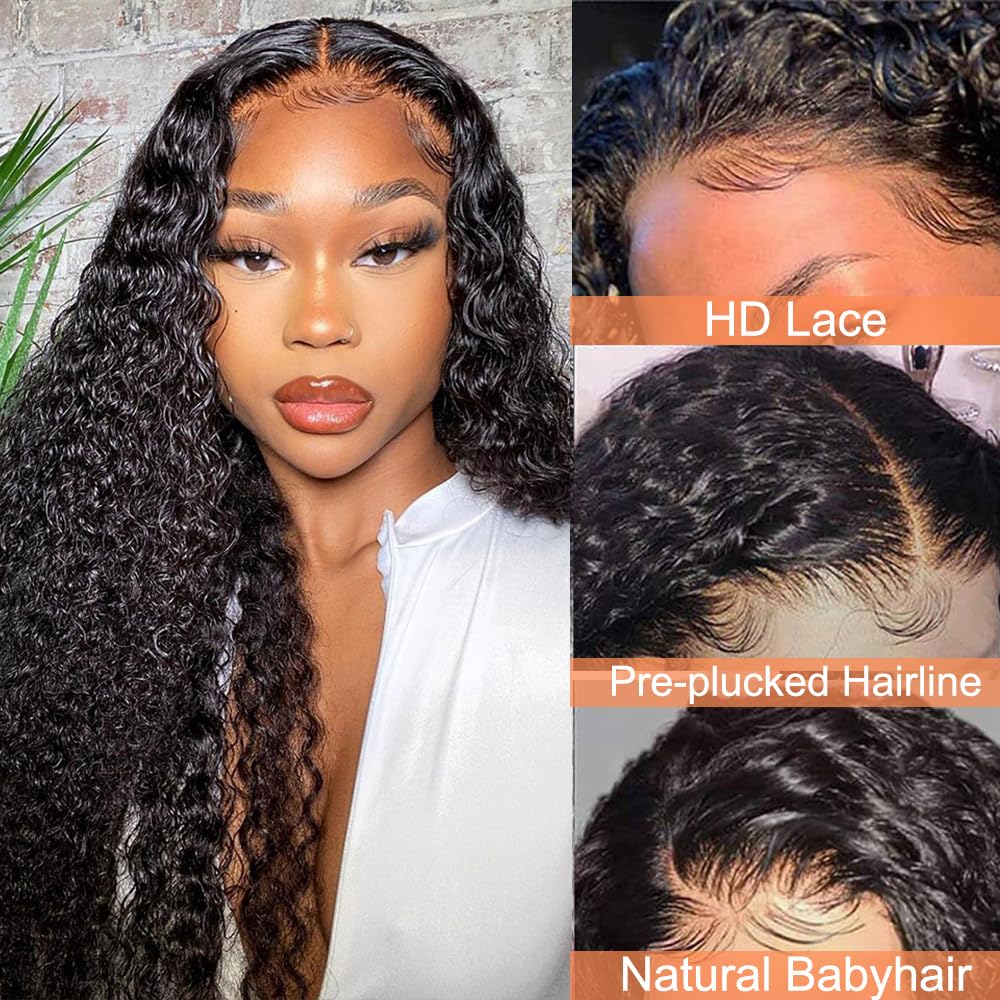 ALLRUN 4x4 Kinky Curly Human Hair Wig - Pre Plucked Glueless Lace Closure Wig 24 Inch 180% Density for Black Women | Wear & Go Natural Look for Daily Wear, Parties & Special Occasions