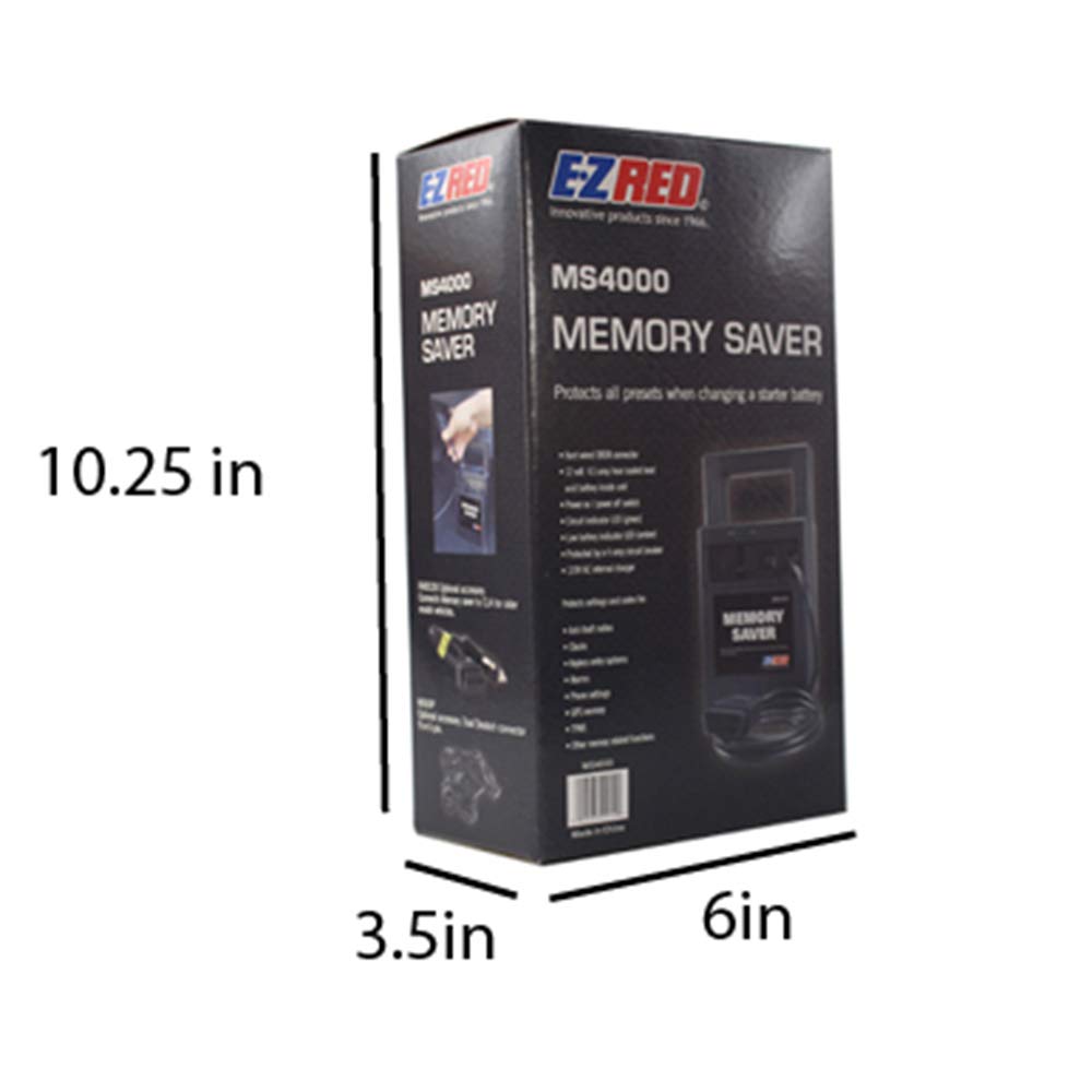 EZRED MS4000 Automotive Memory Saver with Built-In Charger - Preserve Car Settings During Battery Replacement - Ideal for Mechanics & DIY Car Maintenance (Black)