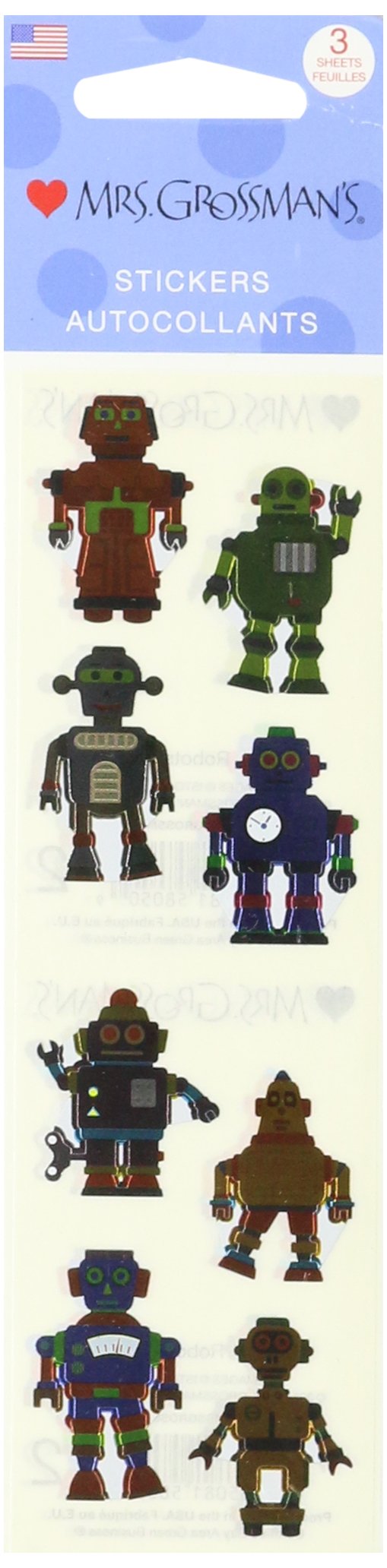Mrs. Grossman Robot Stickers - Fun & Colorful Decals for Scrapbooking, DIY Crafts, and Kids' Activities | Perfect for School Projects, Journals, and Party Decorations
