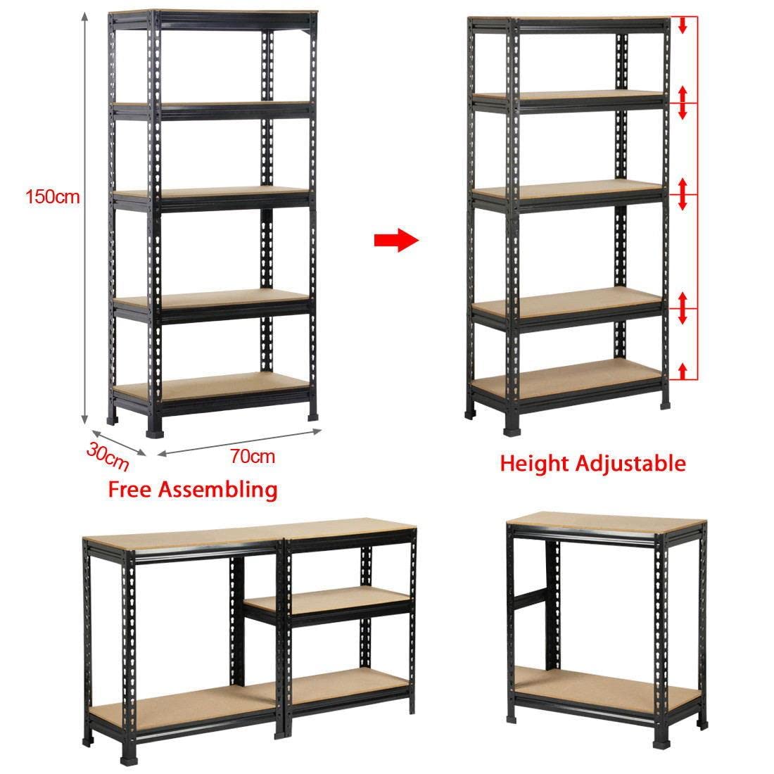 Yaheetech Heavy Duty 5-Tier Metal Garage Storage Shelves - Adjustable Shelf Height, Sturdy Steel Shelving Unit for Garage, Workshop, Basement & Closet Organization - Perfect for Storing Tools, Boxes, and Home Supplies