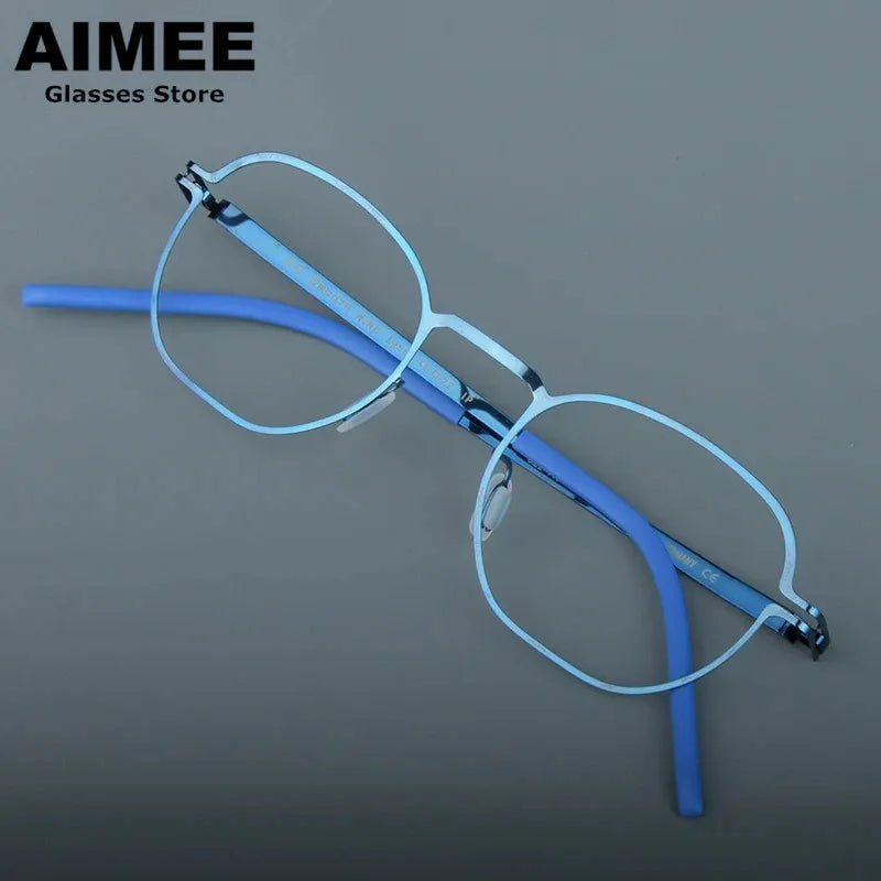 Aimee Unisex Full Rim Polygon Square Screwless Steel Eyeglasses Frame 14149 - Trendy Geometric Glasses for Men & Women - Perfect for Work, Reading, and Fashion Accessories