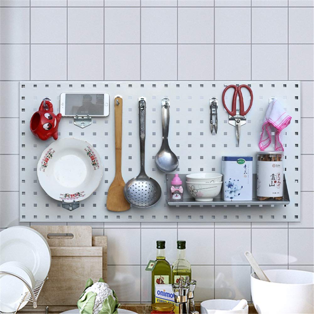 White Pegboard Wall Tool Rack - 100x50x0.15cm Garage Storage Shelf for Workshop & Home Organization - Perfect for Tools, DIY Projects, and Garage Wall Storage Solutions