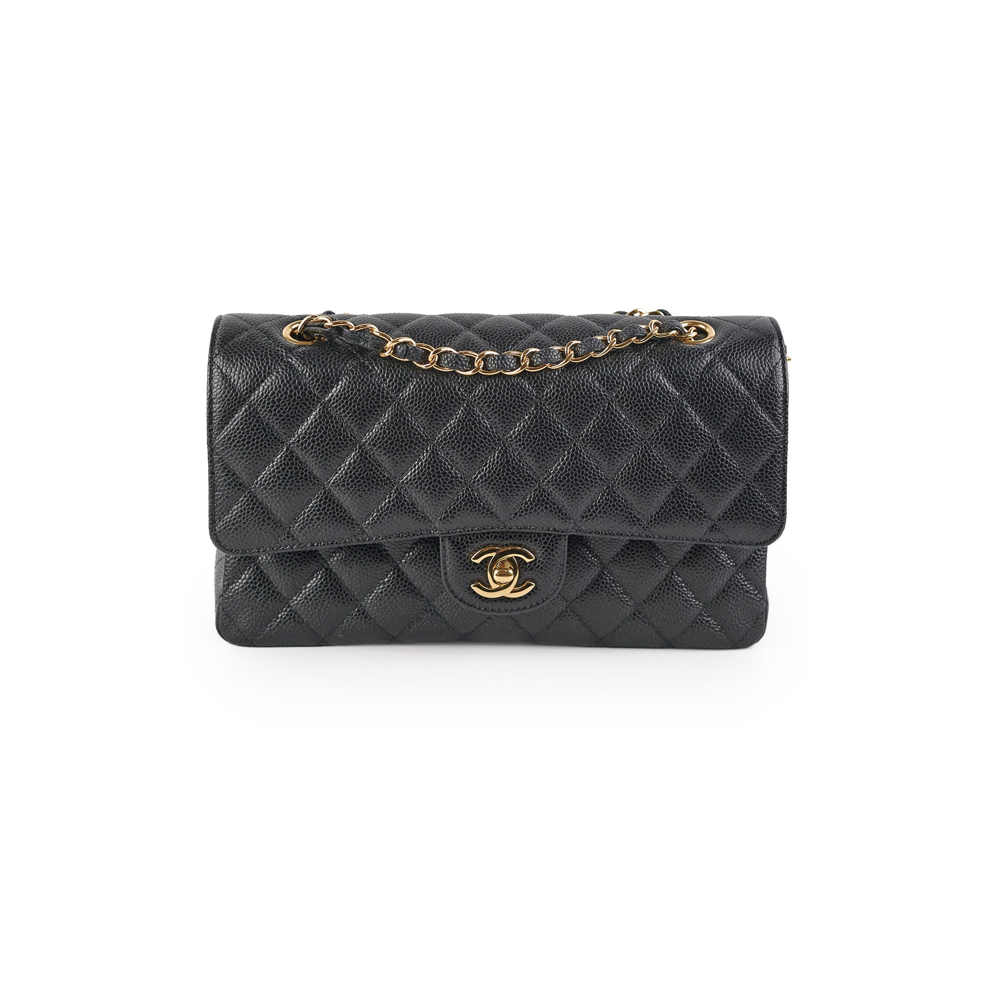 Chanel Caviar Leather Medium/Large Double Classic Flap Bag Black - Luxury Designer Handbag for Women, Perfect for Work, Evening Events & Special Occasions